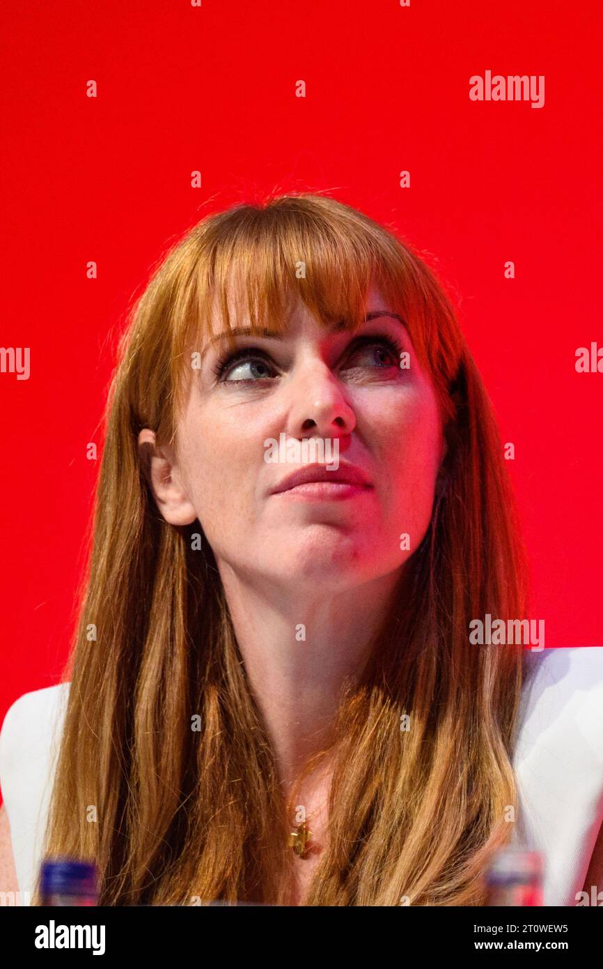 London, Großbritannien. 9. Oktober 2023. Angela Rayner Parlamentsabgeordnete während der Labour Party Konferenz in Liverpool. Das Foto sollte lauten: Matt Crossick/Empics/Alamy Live News Stockfoto
