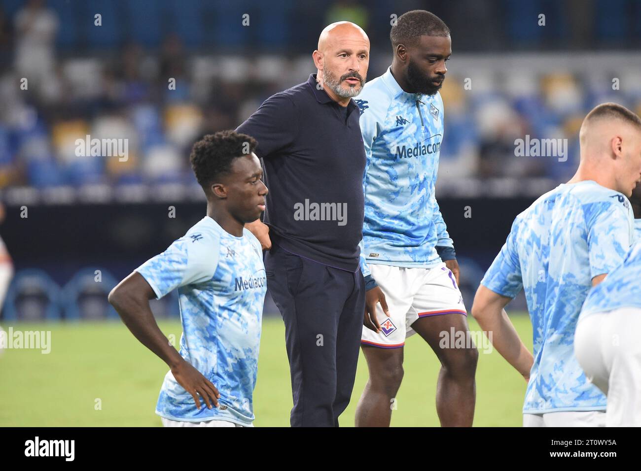 Neapel, Italien. Oktober 2023. Vincenzo Italiano Head Coach der ACF Fiorentina während des Spiels der Serie A zwischen SSC Napoli und ACF Fiorentina im Stadio Diego Armando Maradona Neapel Italien am 8. Oktober 2023. Franco Romano/Alamy Live News Stockfoto