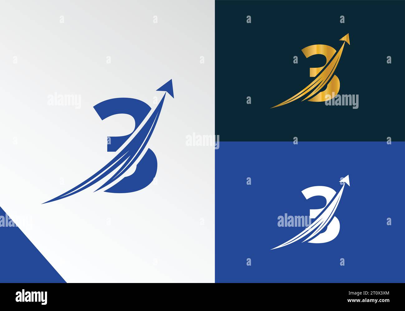 Letter 3 mit Finance-Logo-Konzept. Marketing and Growth Arrow Financial Business Logo Design Stock Vektor