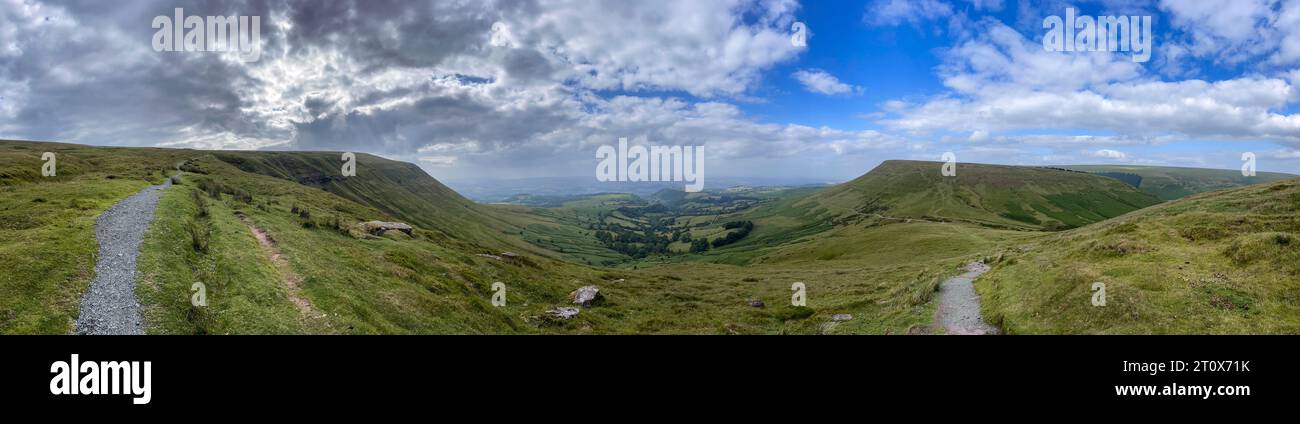 Blick auf die Black Mountains in der Nähe von Gospel Pass (Bwlch yr Efengyl), Black Mountains, Wales, Großbritannien Stockfoto