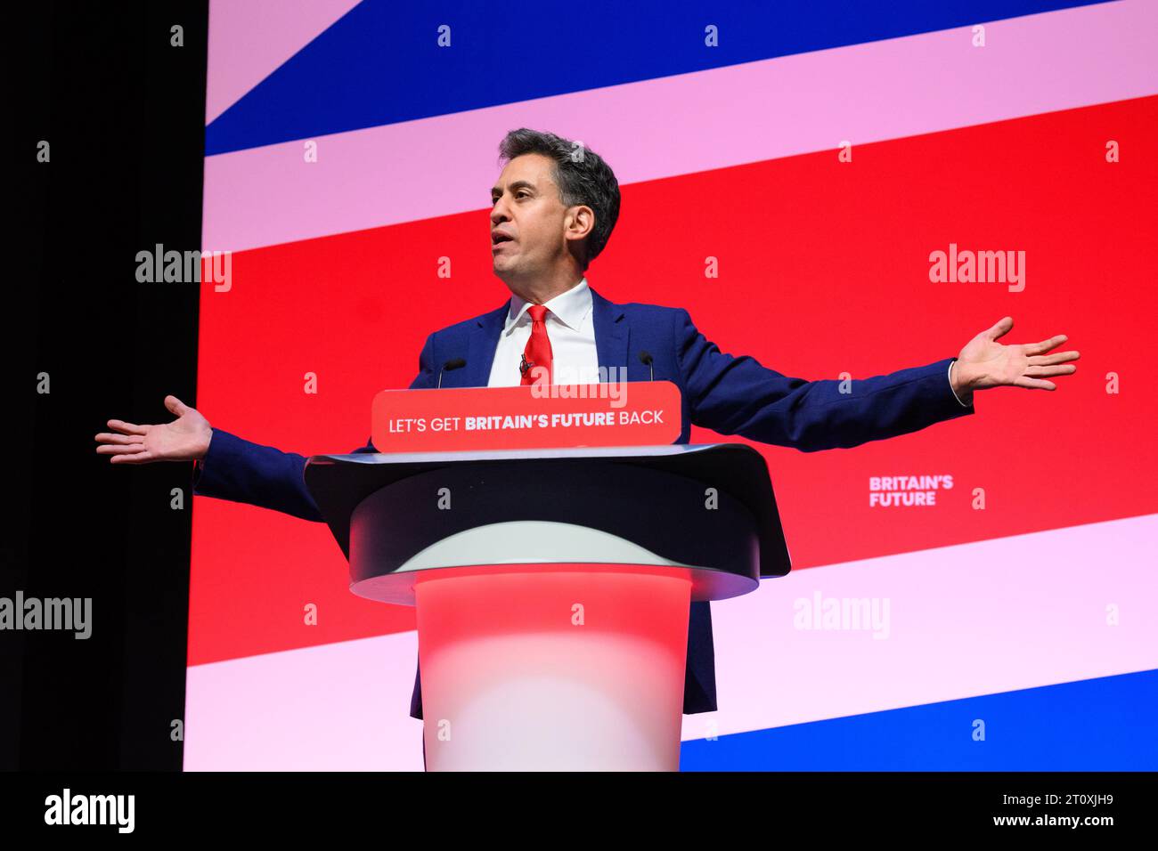 London, Großbritannien. 9. Oktober 2023. Ed Miliband Abgeordnete spricht während der Labour Party Konferenz in Liverpool. Das Foto sollte lauten: Matt Crossick/Empics/Alamy Live News Stockfoto