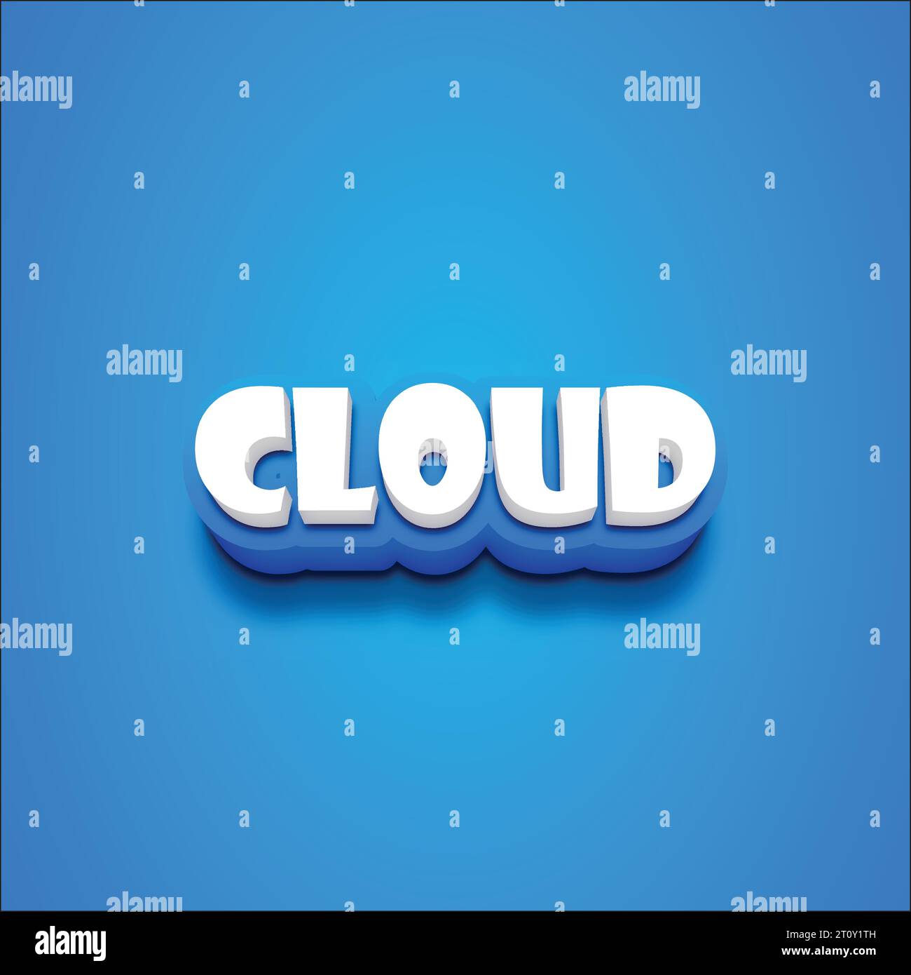 Vektor-3D-Wolkentext auf blauem Schwarzgrund. Stock Vektor