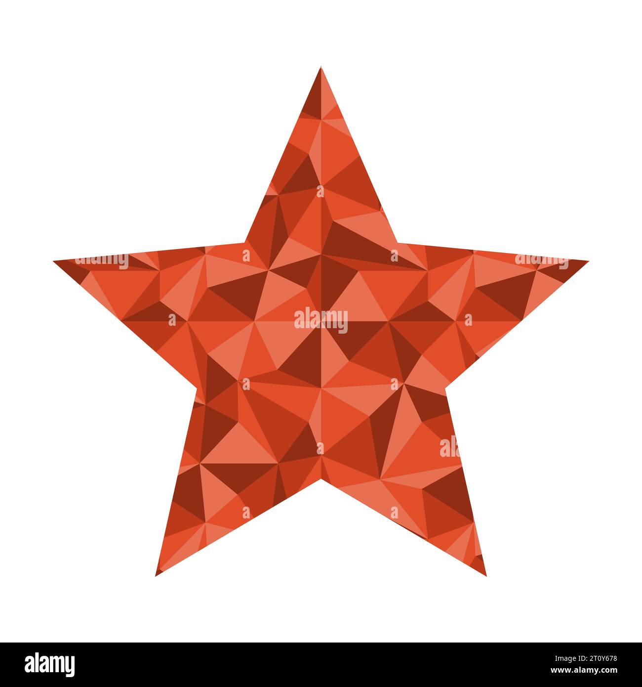Einfacher fünf-spitzer roter Stern mit abstraktem Dreieckmuster innen, Vektorillustration Stock Vektor