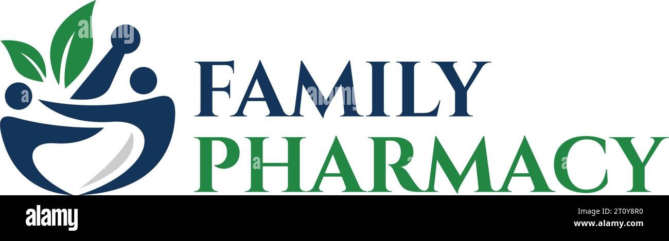 Moderne FAMILIENAPOTHEKE mit Leaf People-Logo Stock Vektor