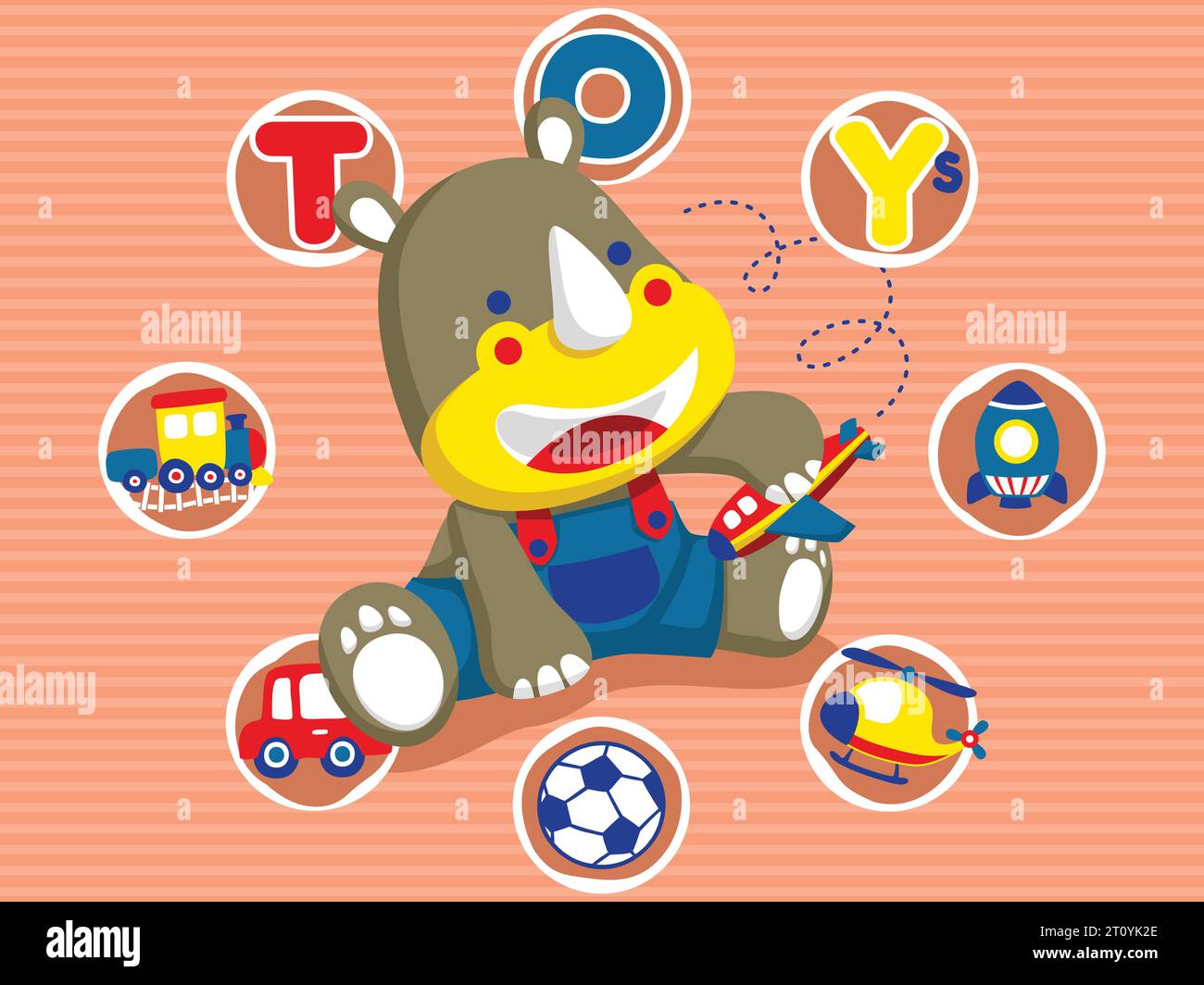 Kleiner Hippo-Comic-Vektor mit seinen Spielzeugen Stock Vektor