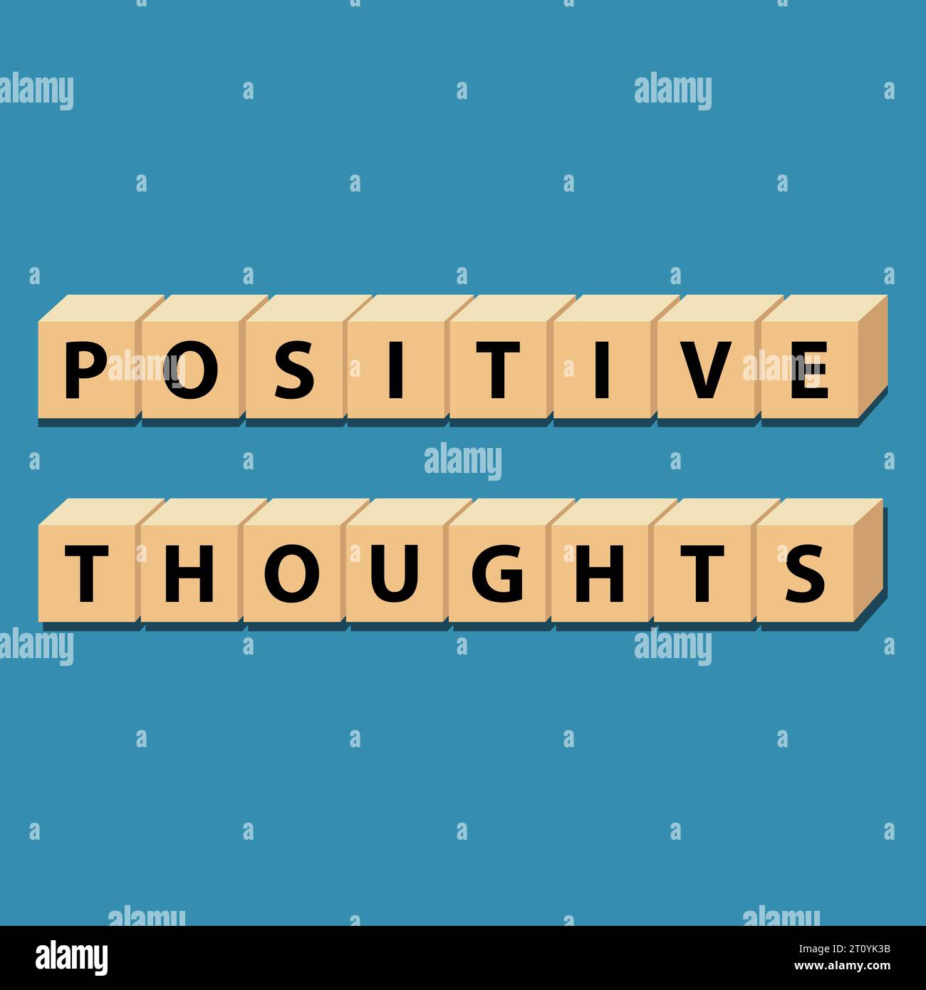 Positive Gedanken: Würfelwörter, Positivität, Vektorillustrationsdesign für Grafiken und Drucke. Positive Affirmationen für jeden Tag. Stock Vektor