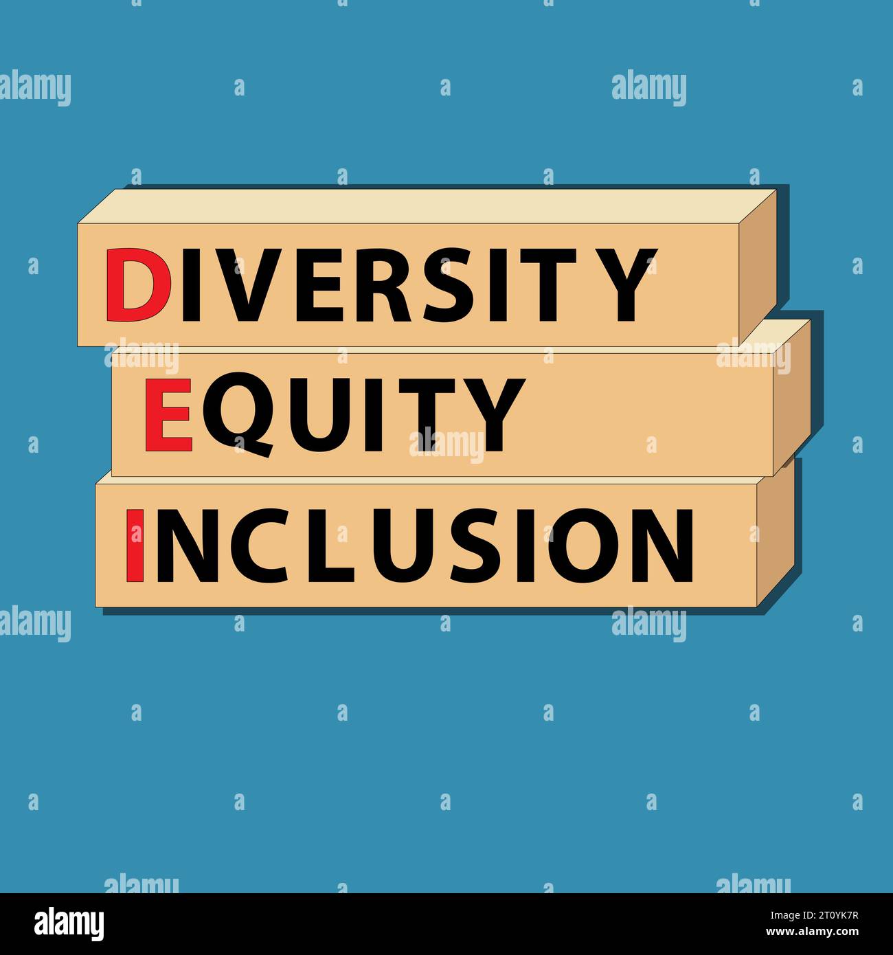 DEI: Diversität, Gerechtigkeit, Inklusion. Business, Diversität, Billigkeit, Inklusionskonzept, Kopierraum. Banner. Buchstaben auf grünem Hintergrund. Vektor. Stock Vektor