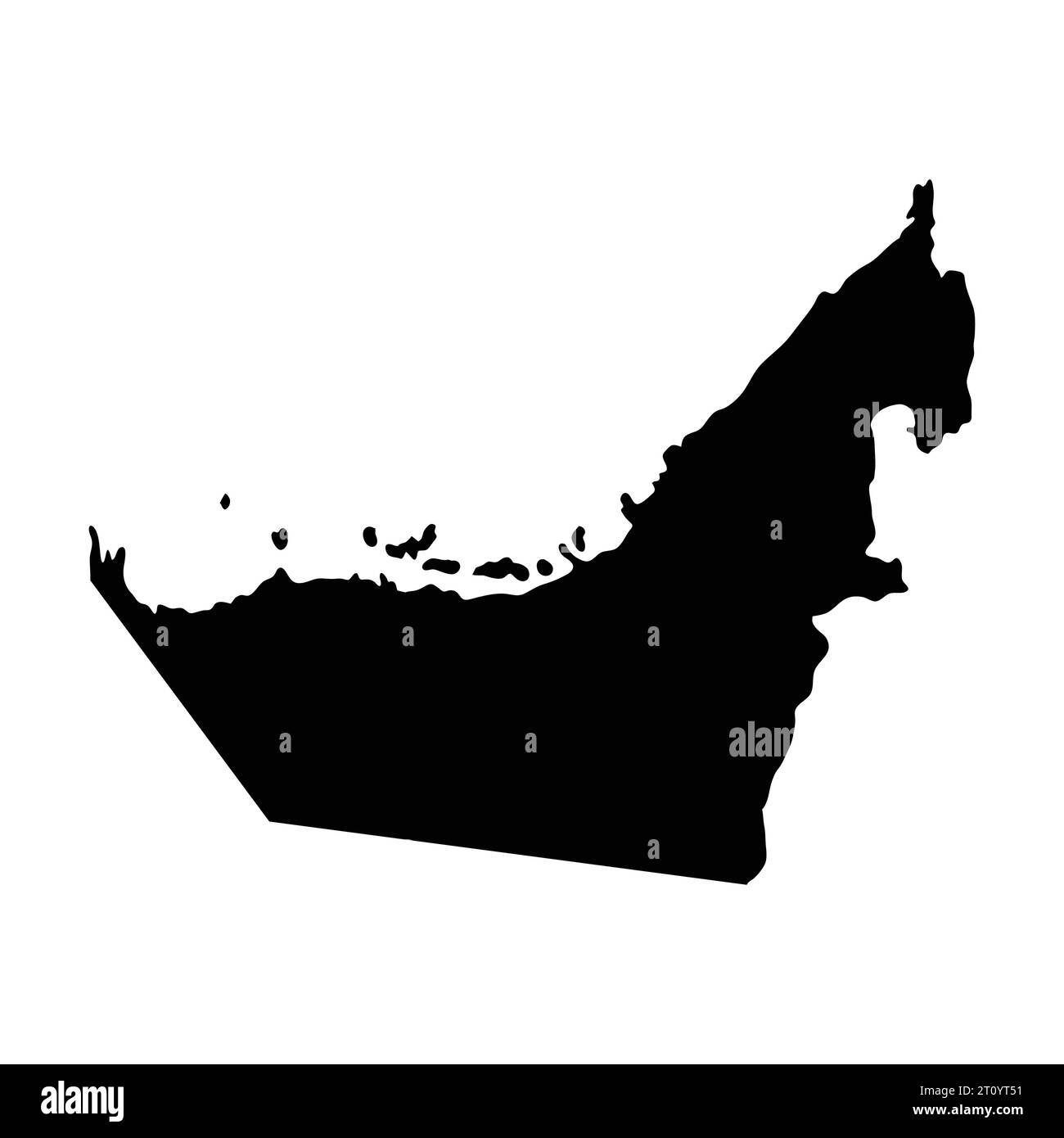 Vereinigte arabische emirate Inselkarte Silhouette Region Territory, schwarze Form Stil Illustration Stock Vektor