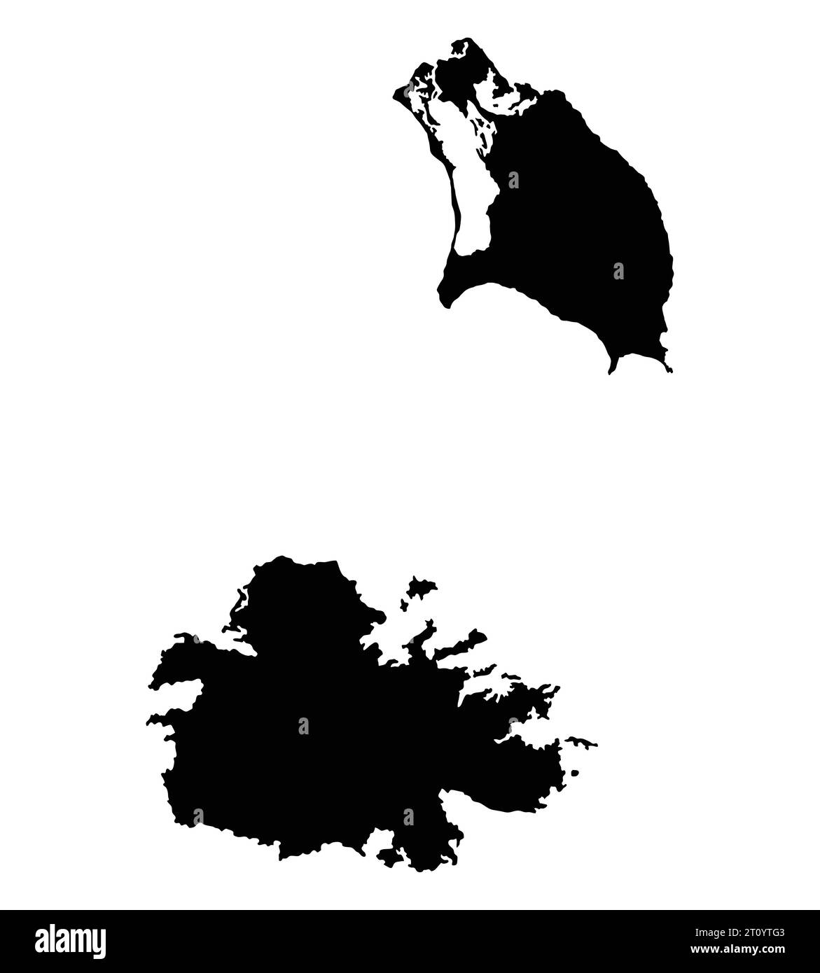 Antigua und barbuda Insel Karte Silhouette Region Gebiet Gebiet, schwarze Form Stil Illustration Stock Vektor