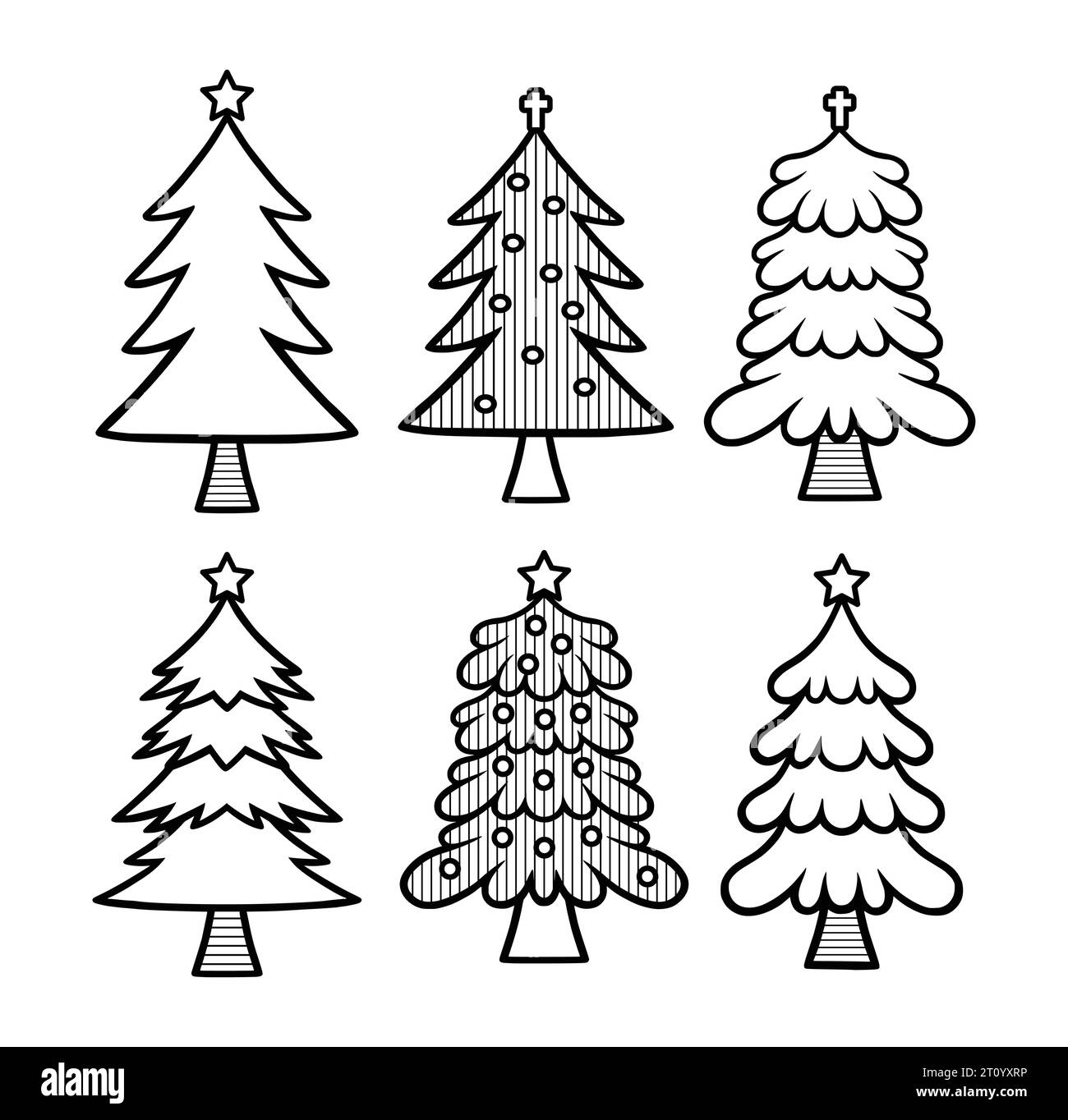 Christmas Tree line Art Illustration Stock Vektor
