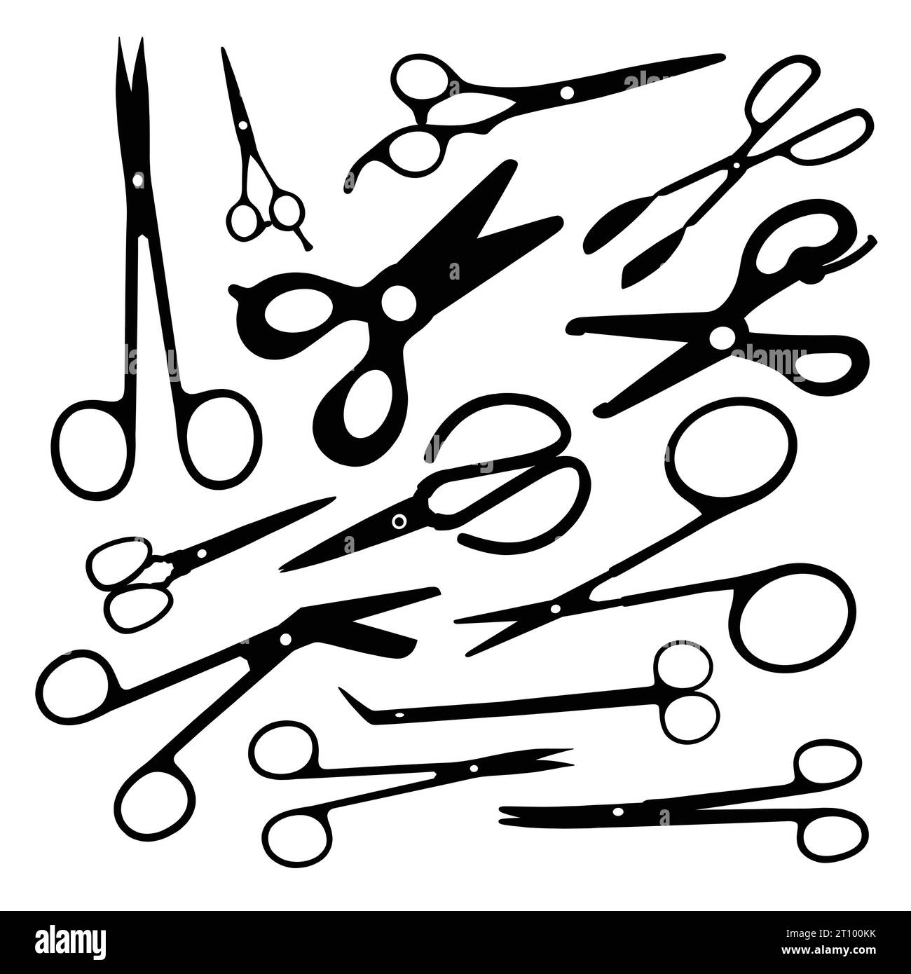 Schere Friseur und Chirurgie medizinische Geräte Silhouette Stock Vektor