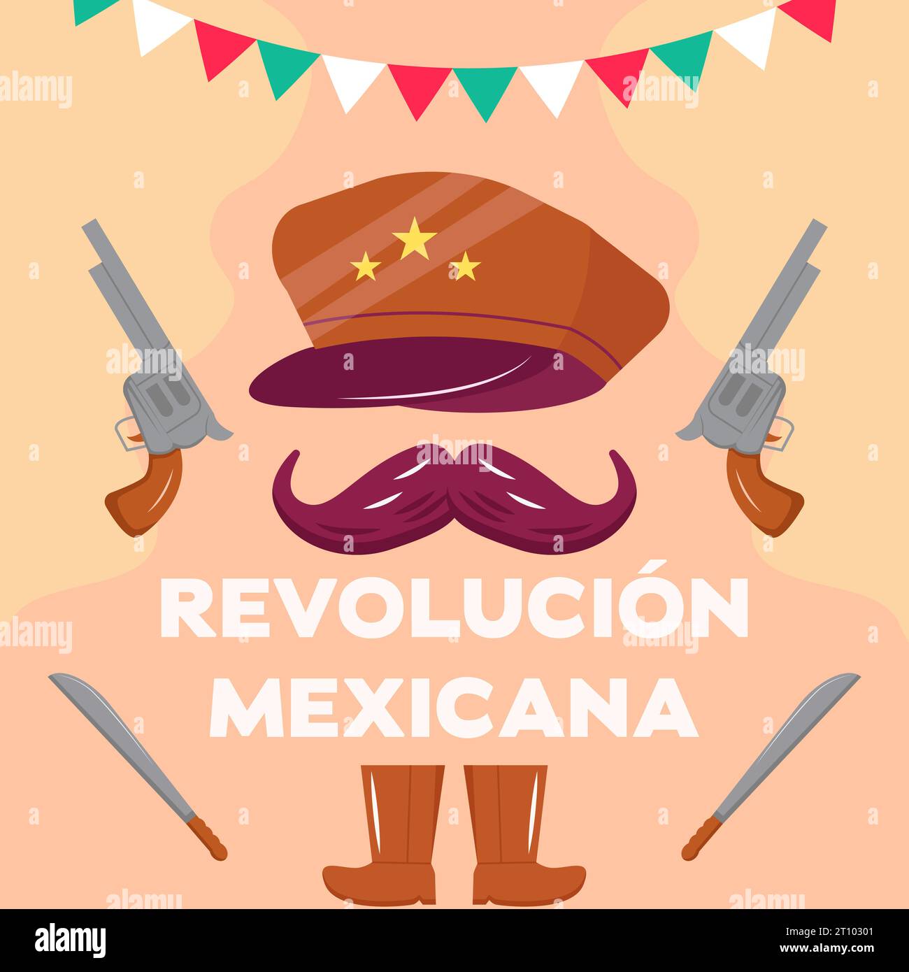 revolucion-Minikana-Design-Illustration im flachen Stil Stock Vektor