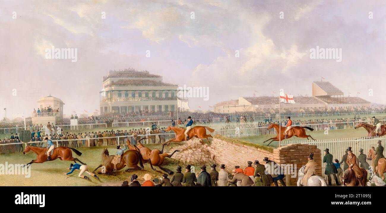 Pferderennen. The Liverpool and National Steeplechase at Aintree, 1843, Gemälde in Öl auf Leinwand von William Tasker, um 1843 Stockfoto