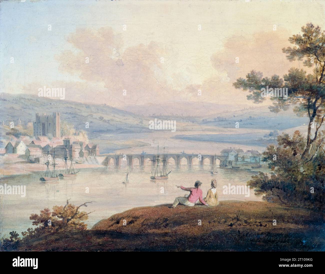 Rochester, Landschaftsgemälde in Öl auf Leinwand von Edward Dayes, 1799 Stockfoto