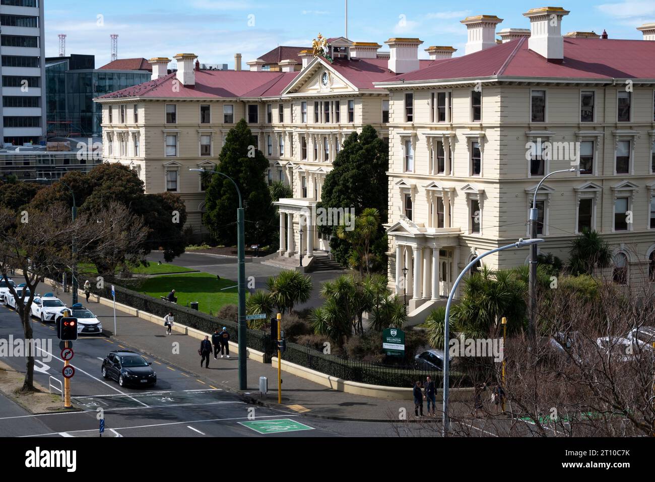 Altes hölzernes Regierungsgebäude, heute Teil der Victoria University, Wellington, Nordinsel, Neuseeland Stockfoto