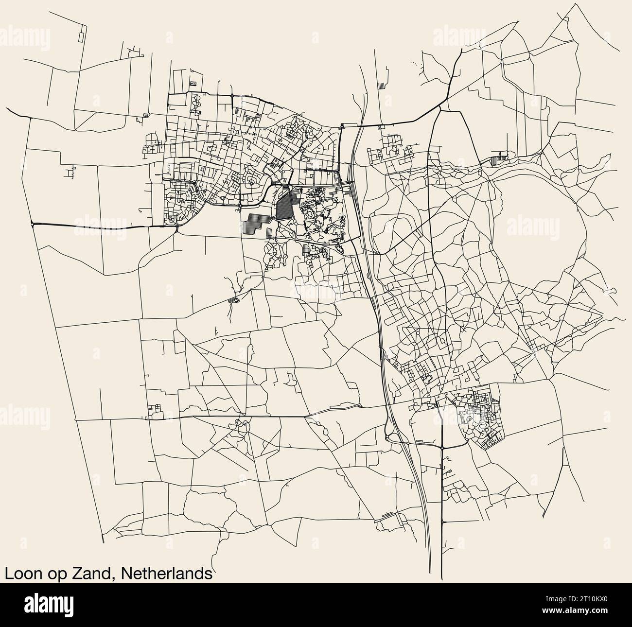 Straßenkarte von LOON OP ZAND, NIEDERLANDE Stock Vektor