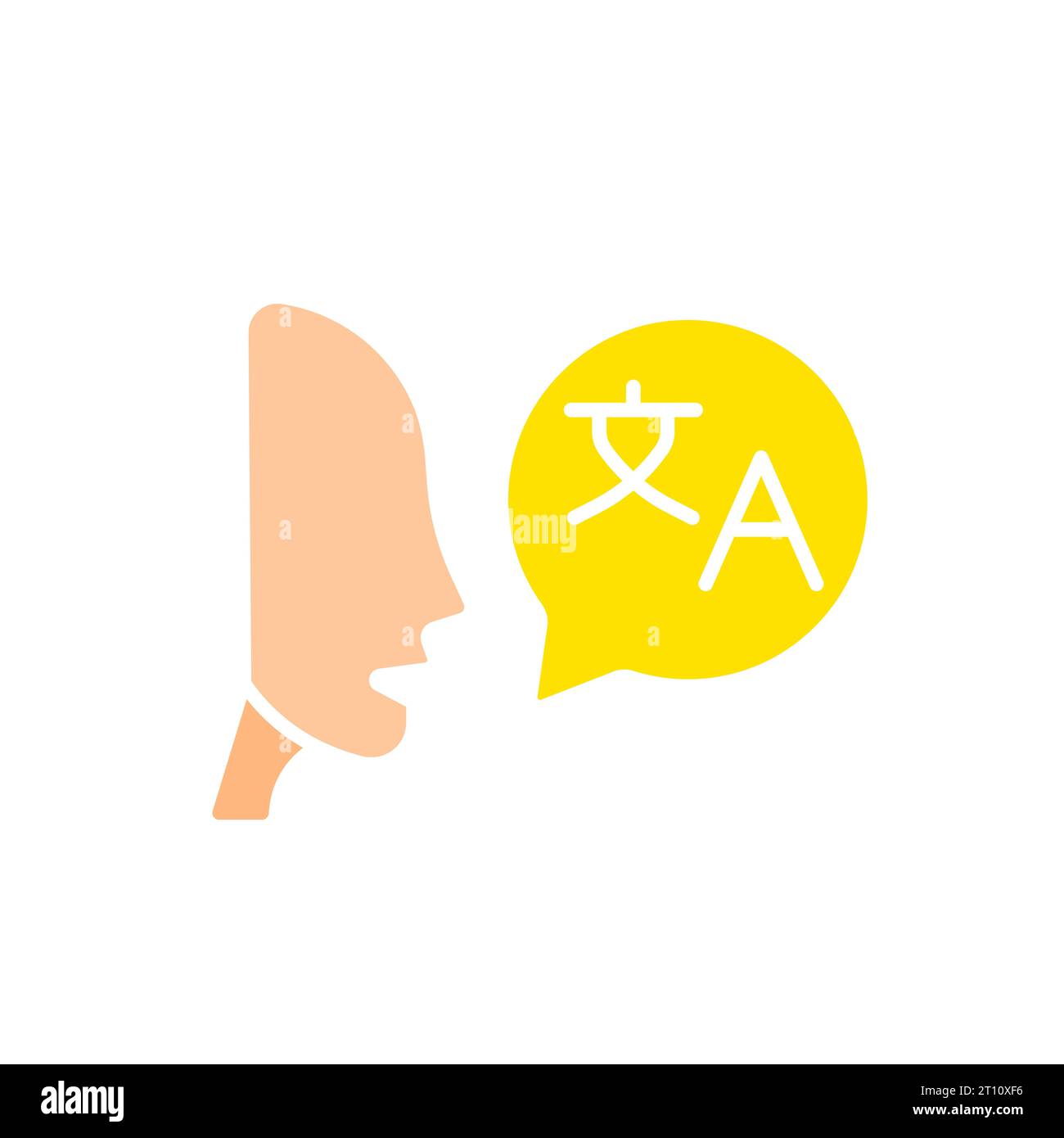 Symbol für die Sprachbarriere. Kommunikation, Sprache, Vokabular, Lernen, Ausländer, Tourismus. Vektorfarbsymbol auf weißem Hintergrund für Unternehmen und Stock Vektor
