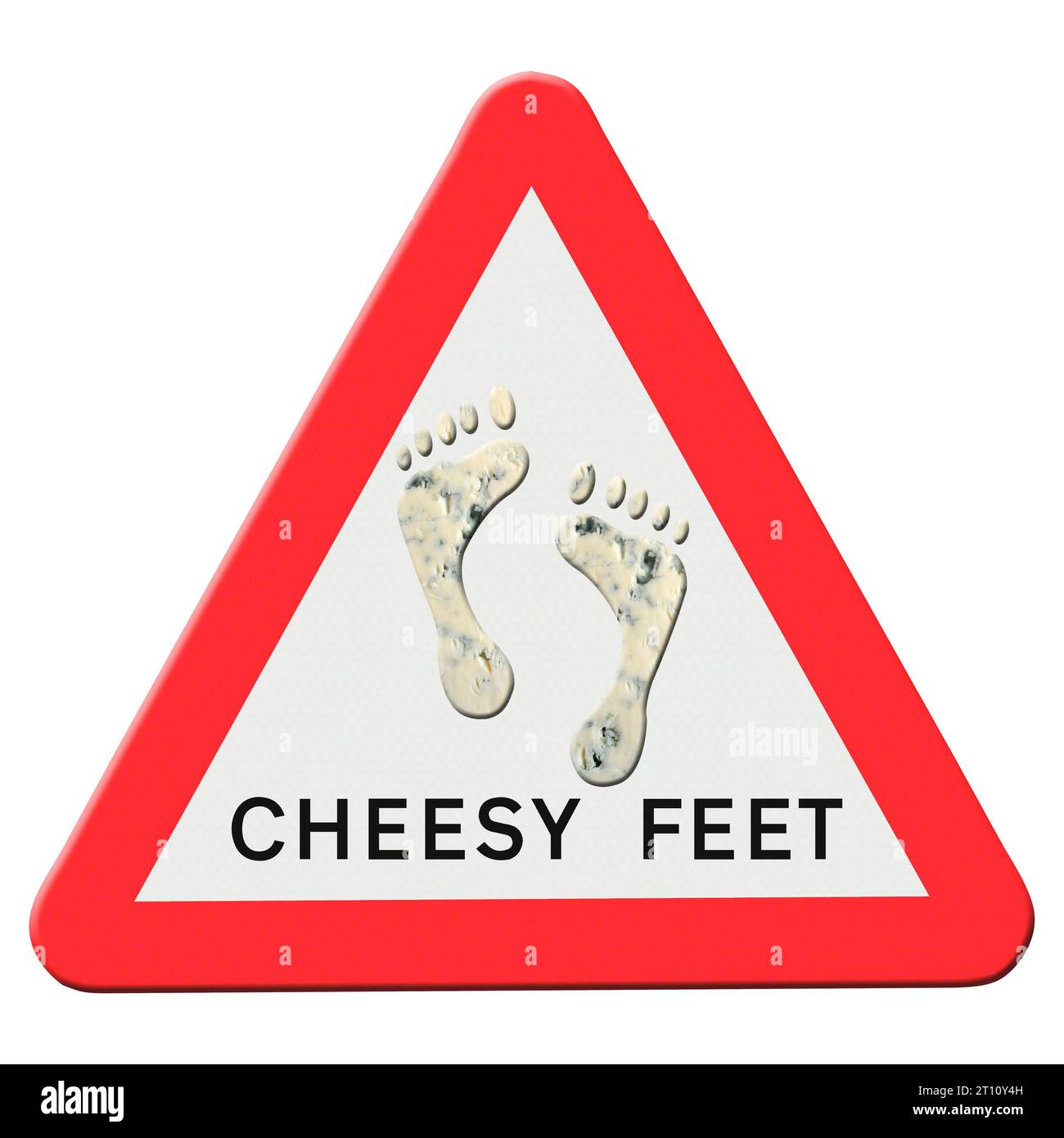 Abbildung – Warnschild für Cheesy Feet Animation der tanzenden Füße verfügbar. Studien haben gezeigt, dass der Geruch der Füße einer Reihe von Bakterien zugeschrieben werden kann, wobei Staphylokokken der Hauptverantwortliche für den Geruch sind. Es wird behauptet, dass Malariamücken, die Mücken tragen, eher von stinkenden Füßen angezogen werden. Quelle: Imago/Alamy Live News Stockfoto