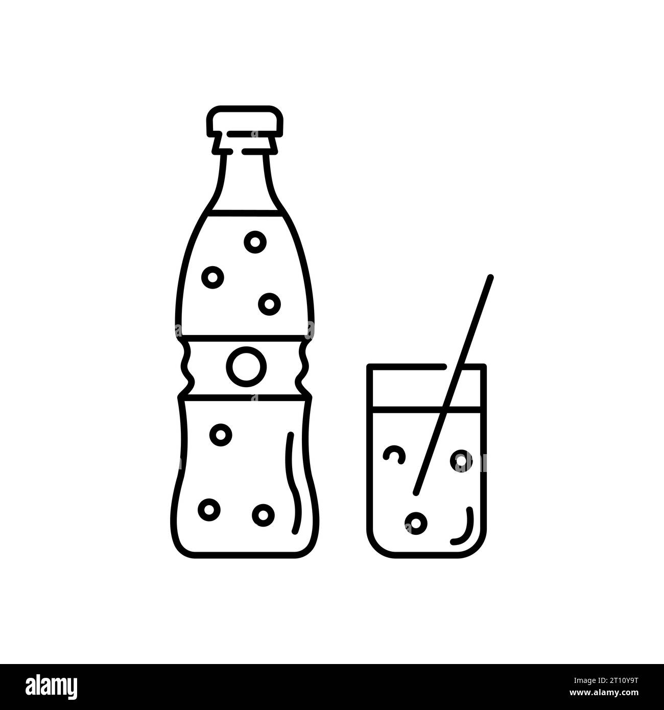 Symbol für alkoholfreie Getränke und Glas. Kaltes Cola-Getränk mit Eis in einem Glas-Symbol Stock Vektor