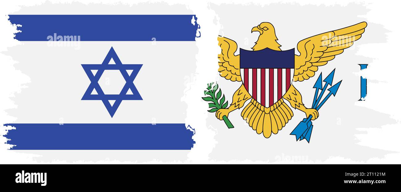 Vereinigte Staaten Jungferninseln und Israel Grunge Flaggen Verbindung, Vektor Stock Vektor