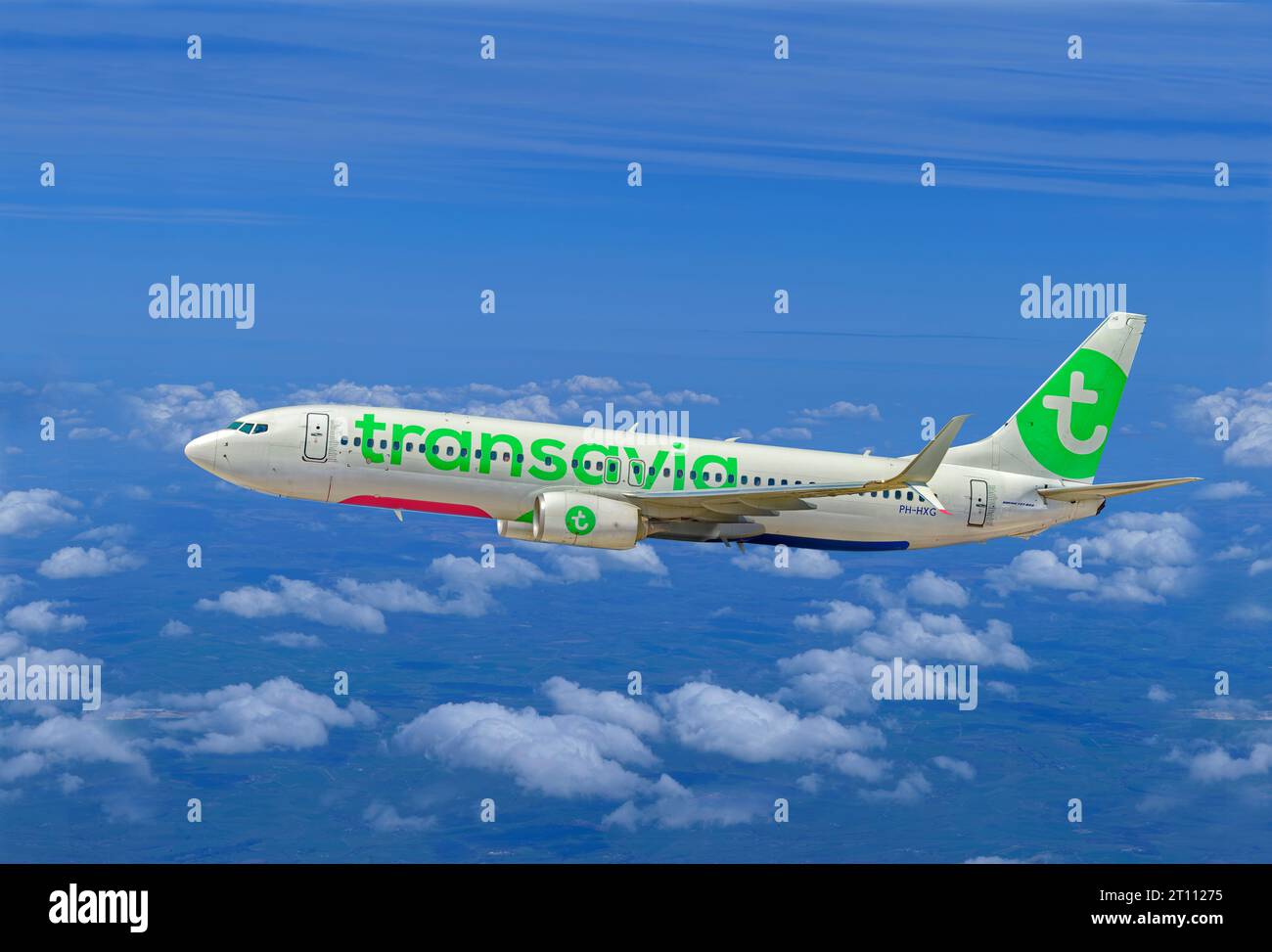 Transavia Boeing 737-800 Flugzeug im Flug. Stockfoto