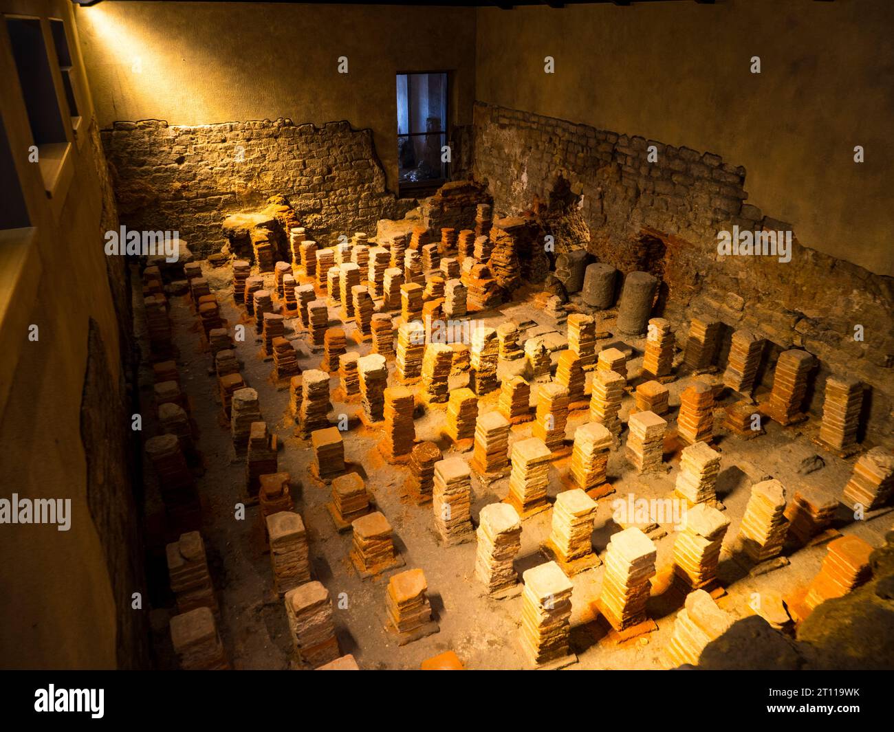 Caldarium, Teil des römischen Badsystems, Römische Bäder, Bad, Somerset, England, GROSSBRITANNIEN, GB. Stockfoto