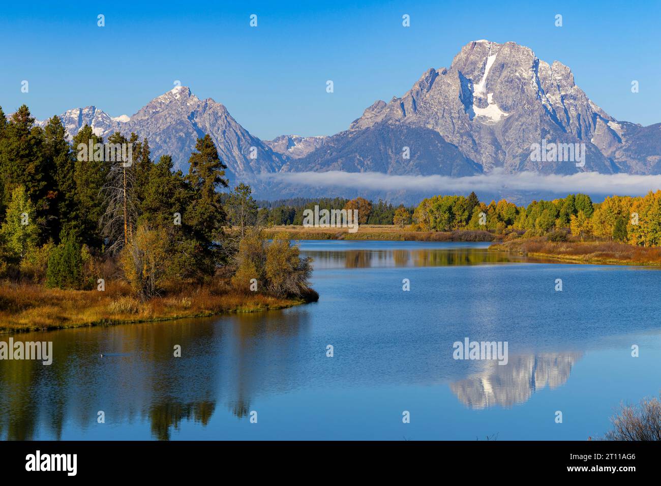 Sonnenschein auf der Grand Teton Range in Wyomng im Herbst Stockfoto