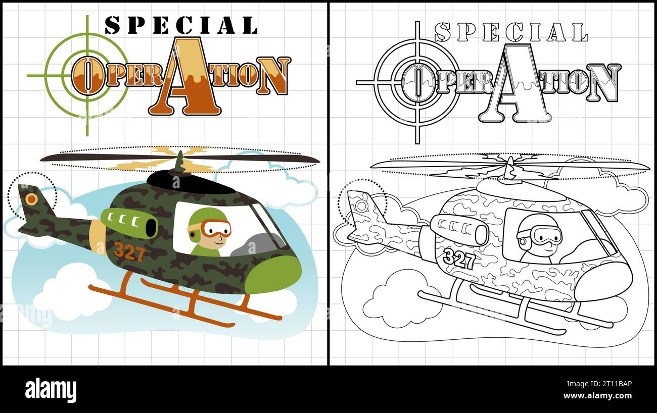 Malbuch des Militärhubschraubers Stock Vektor