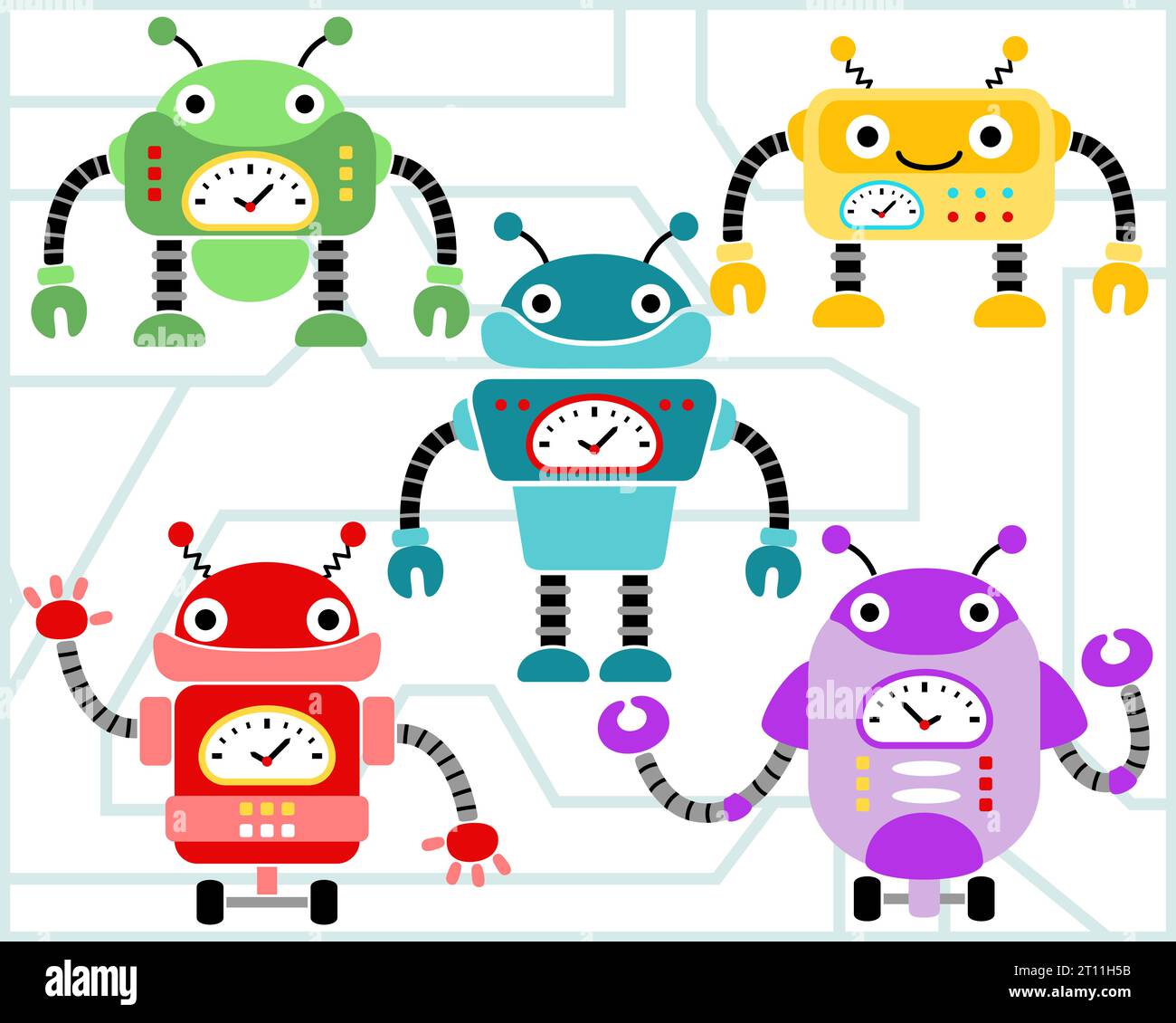 Vektorsatz von Robotern Cartoon Stock Vektor