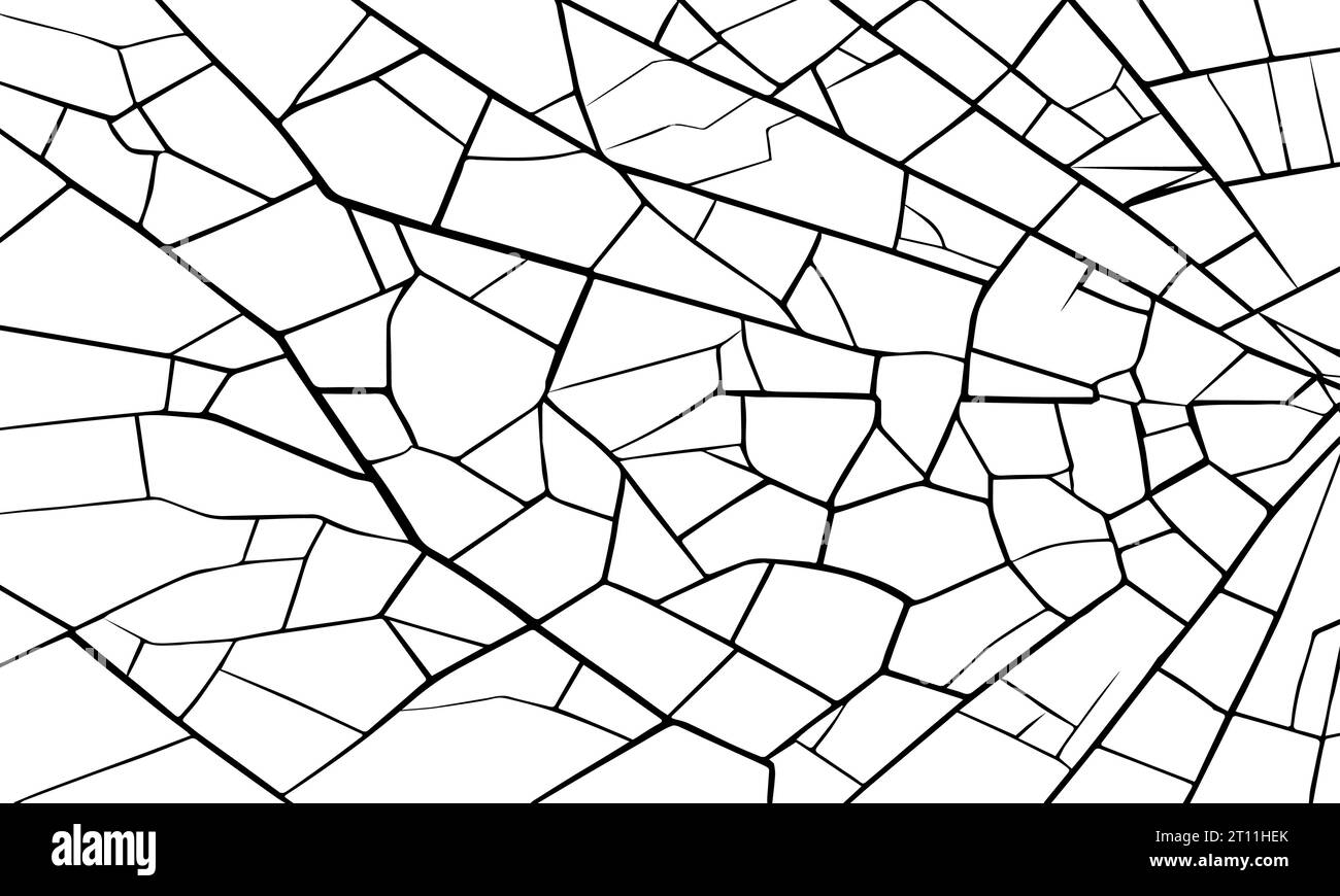 Weißer Hintergrund mit schwarzen Rissen. Vektorsilhouette von Rissen in Glas. Schwarze Risse isoliert auf weißem Hintergrund. Element für die Konstruktion. Stock Vektor
