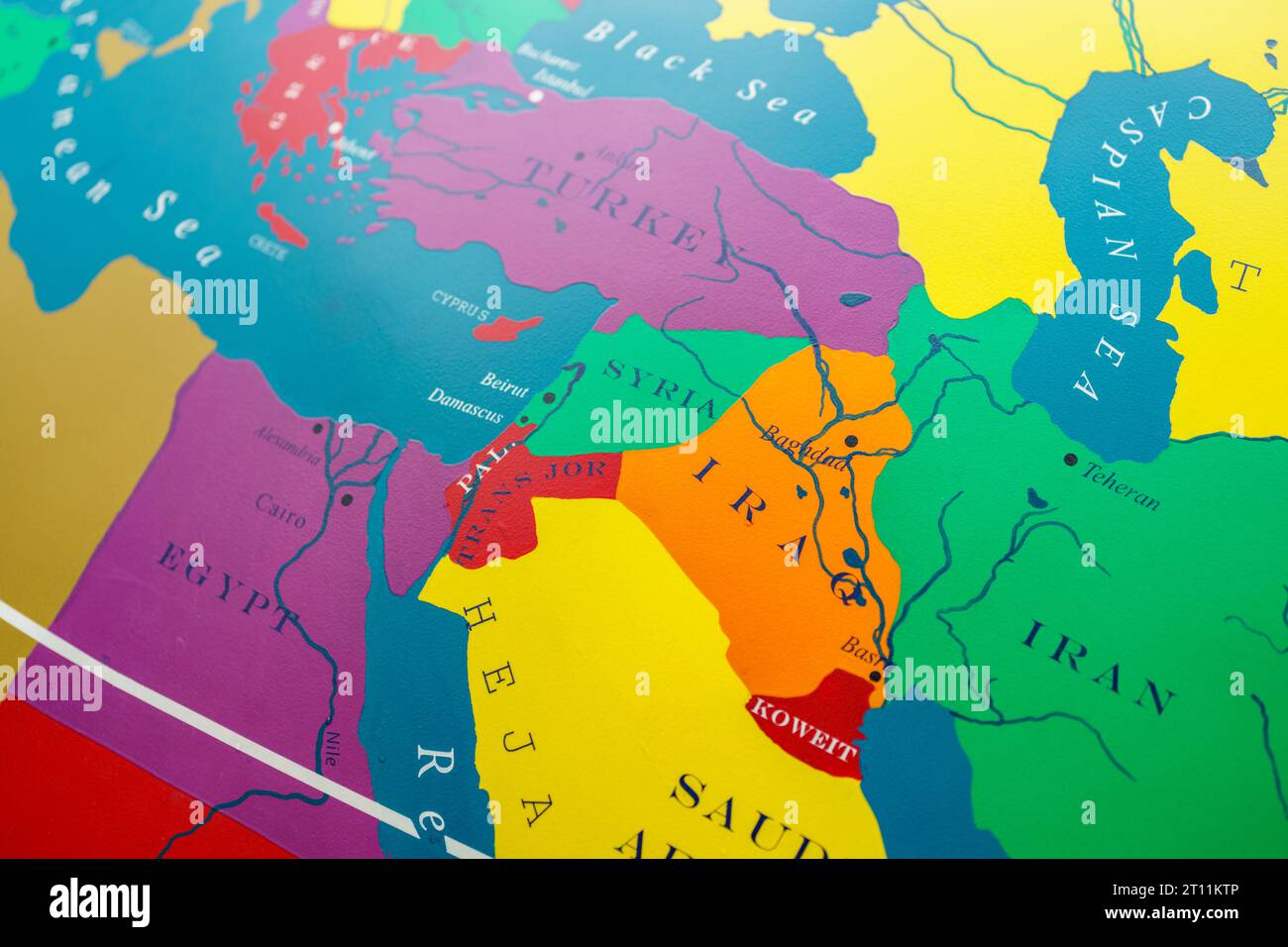 Bunte Karte der Länder des Nahen Ostens afghanistan iran irak Stockfoto
