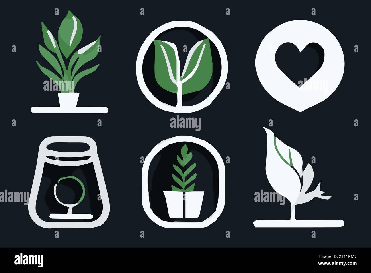 Eine Reihe grüner Öko-Symbole Stock Vektor