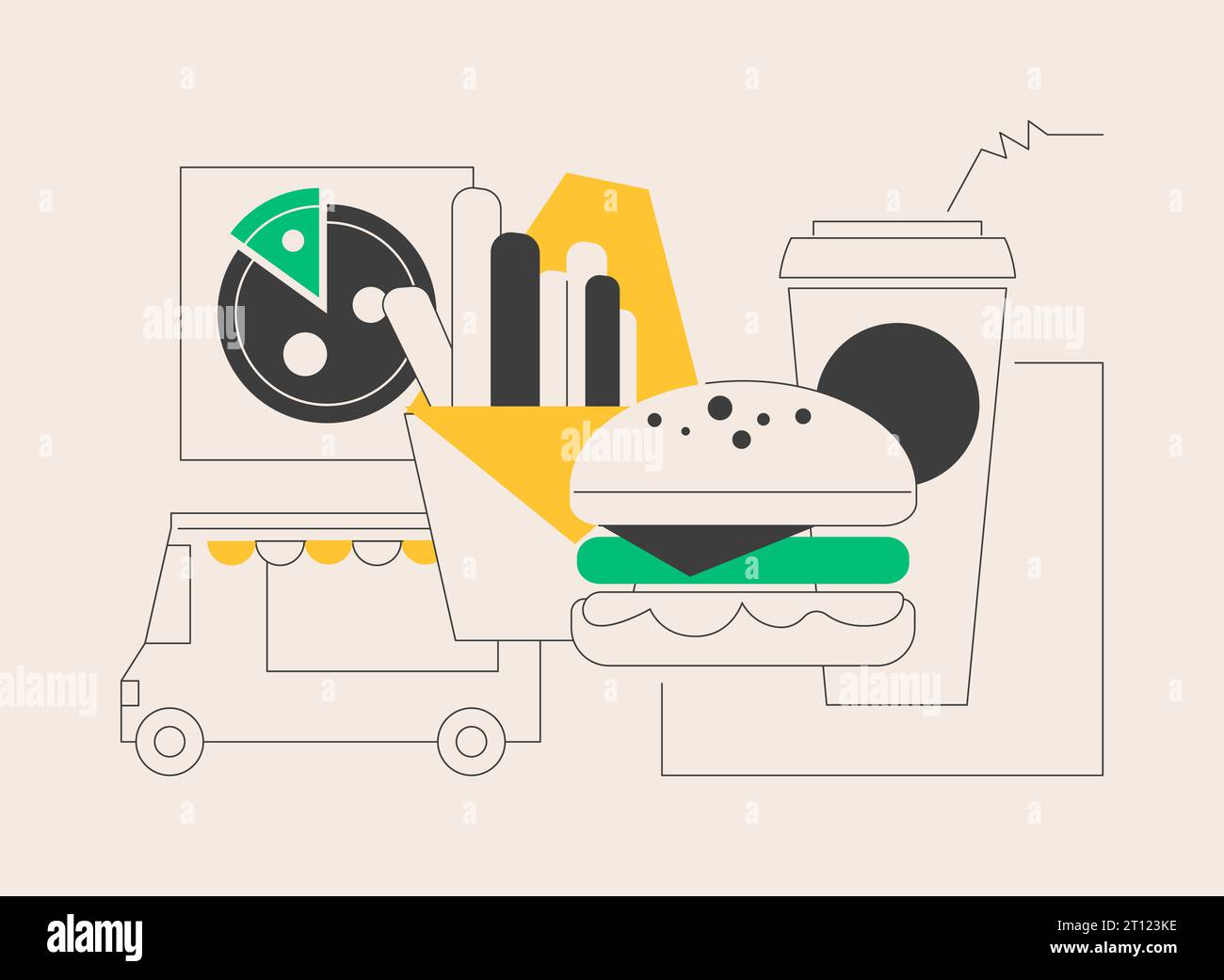 Fast Food abstrakte Konzept Vektor-Illustration. Stock Vektor