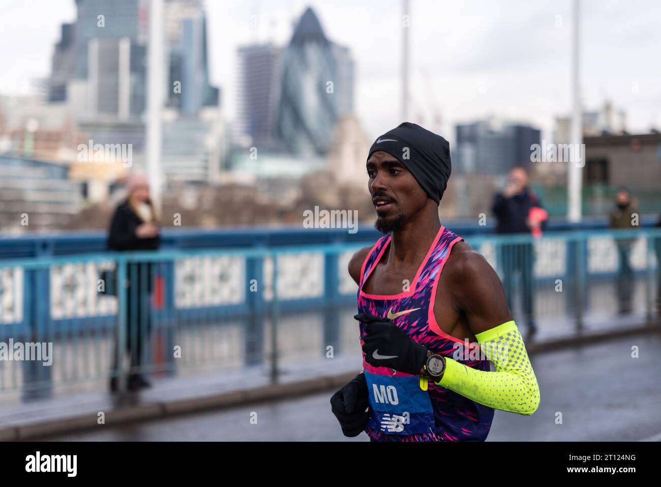Mo Farah lief beim Vitality Big Halbmarathon 2018 über die Tower Bridge, London, Großbritannien. Sir Mo Farah hat das gewonnen, das Eröffnungsrennen Stockfoto