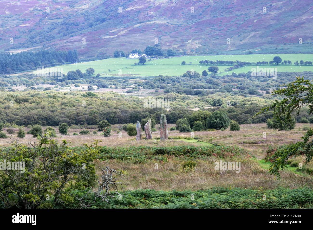 Machrie Moor Stone Circles, Machrie, die Isle of Arran, Schottland. Stockfoto