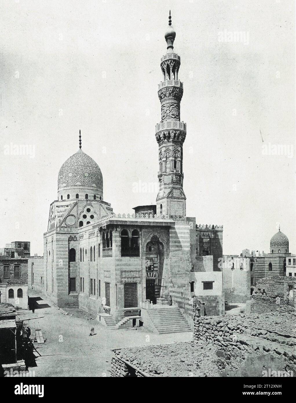 Sultan Qayitbays Grabmoschee nach der Restaurierung. Periodenfoto Stockfoto