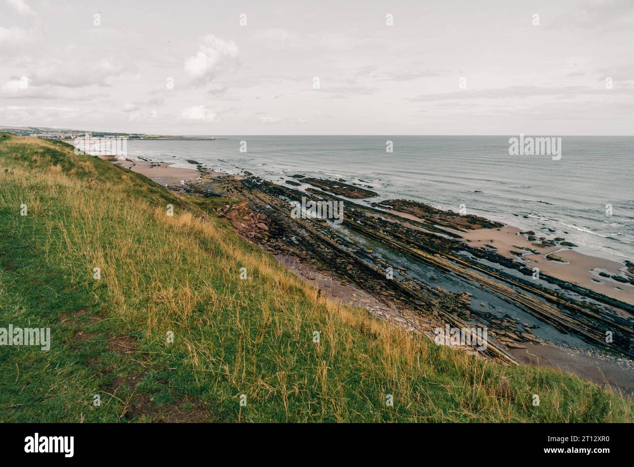 Cocklawburn Beach from the Dunes, ein ländlicher Strand innerhalb der Northumberland Coast Area von herausragender natürlicher Schönheit. Hochwertige Fotos Stockfoto