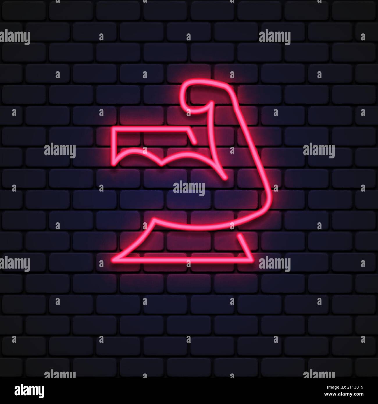 Muskel-Symbol Neon auf hellem Hintergrund. Vektorabbildung Stock Vektor