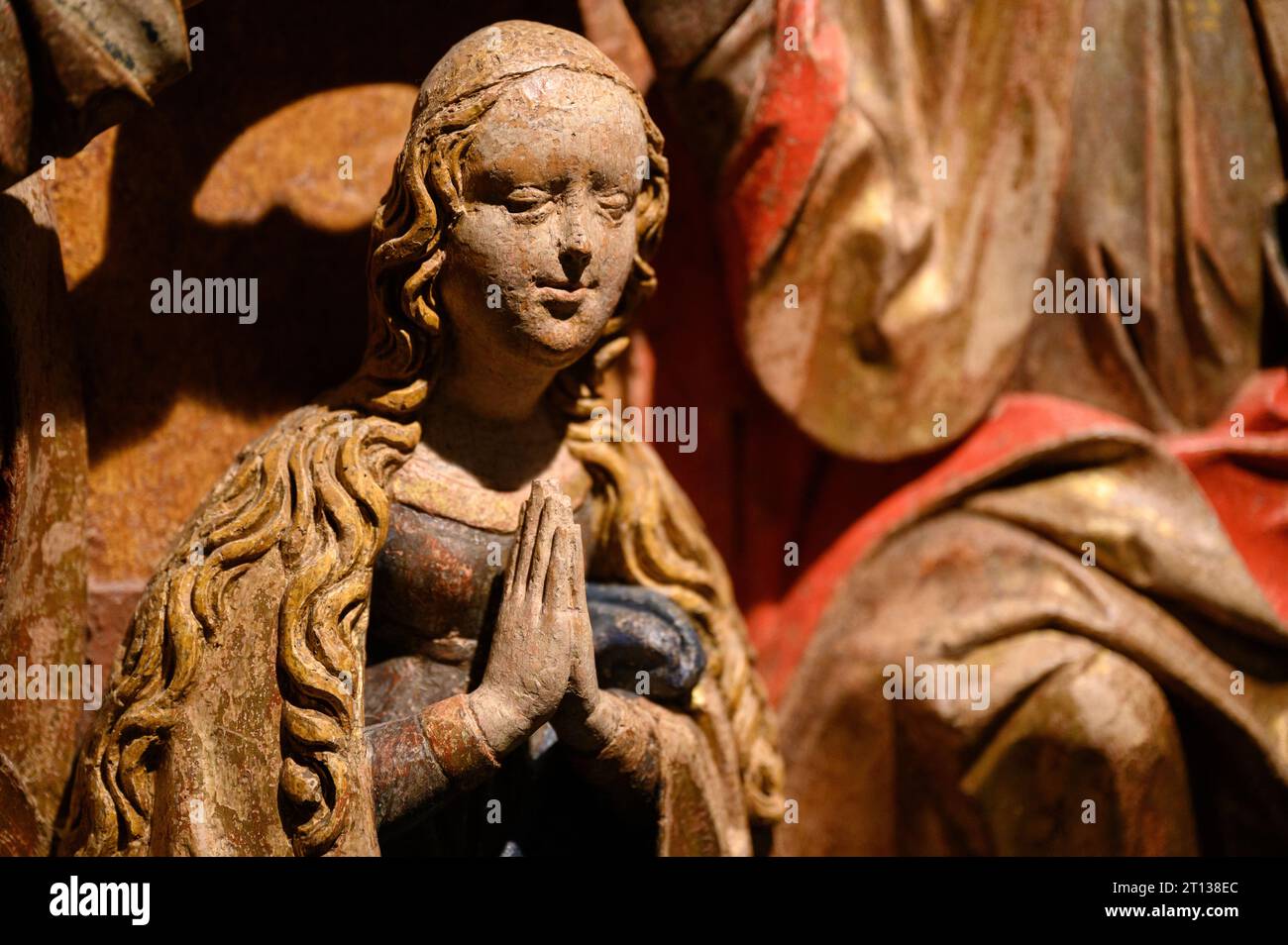 Die Krönung der Jungfrau Maria aus Hnanice, Tschechien. Das Ende des 15. Jahrhunderts. Derzeit im Diözesanmuseum Brünn. Stockfoto