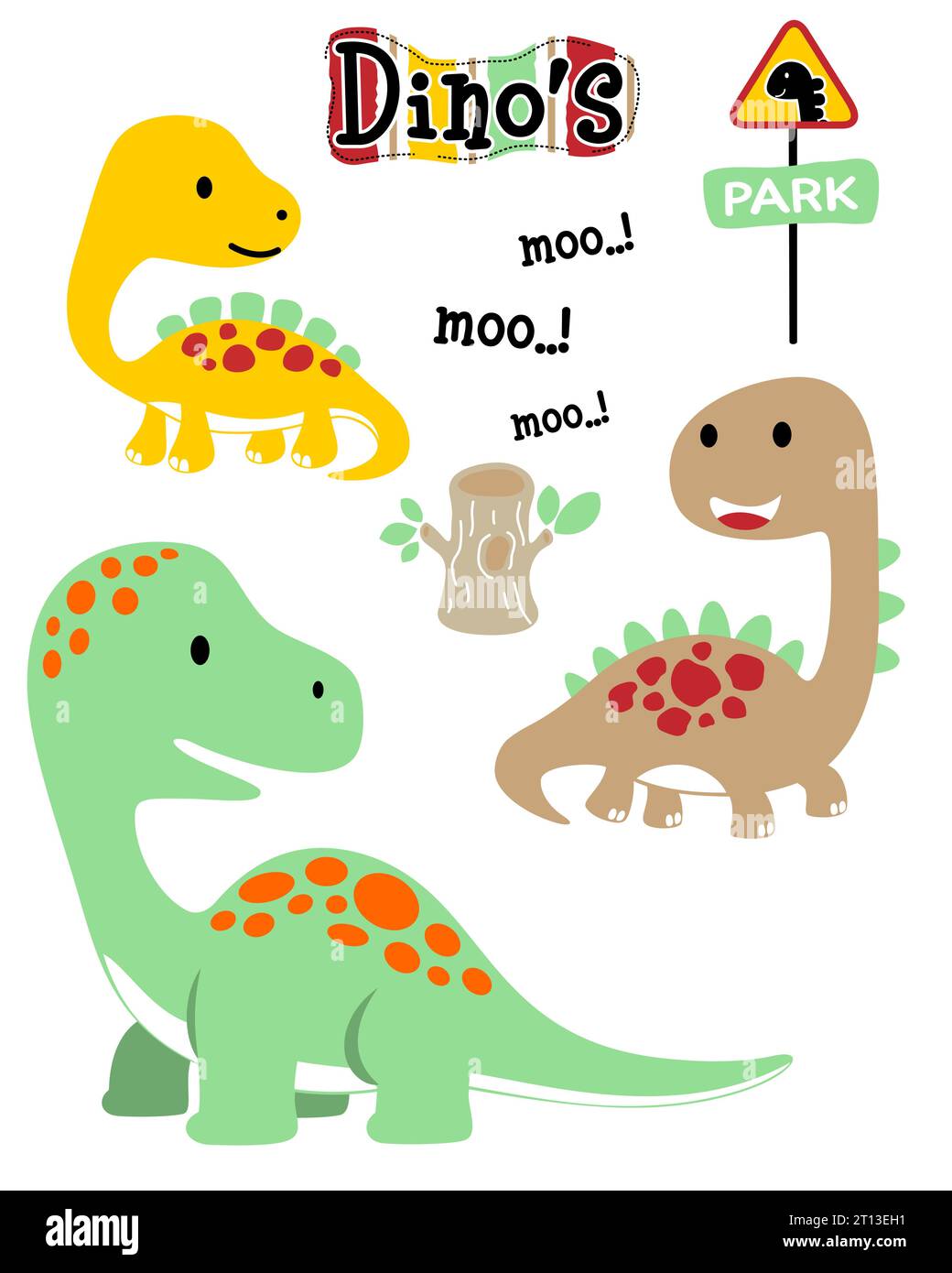 Vektor-Illustration mit lustigen Dinosaurier-Cartoon Stock Vektor