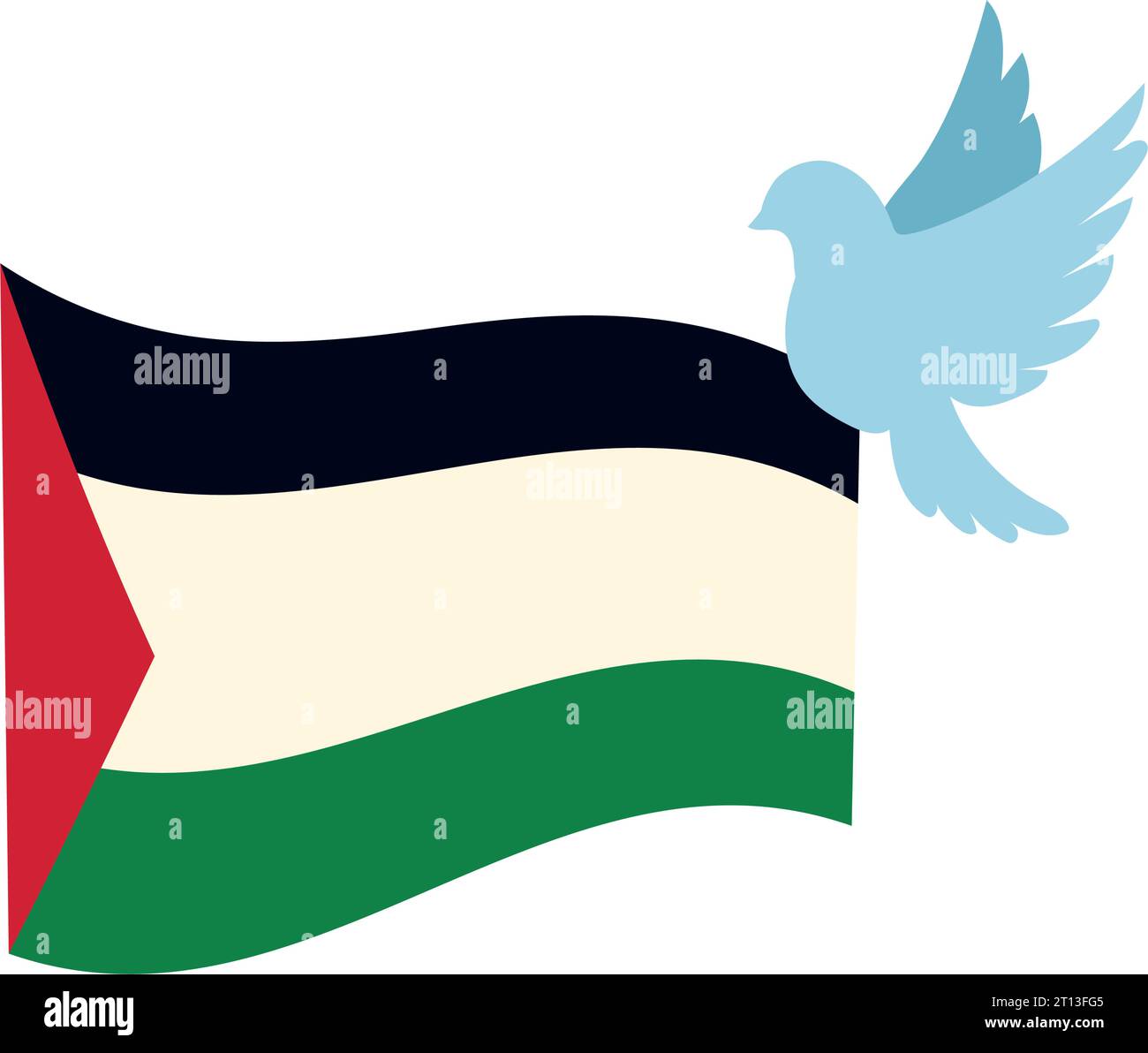 palästina-Flagge mit Friedenstaube-Design Stock-Vektorgrafik - Alamy