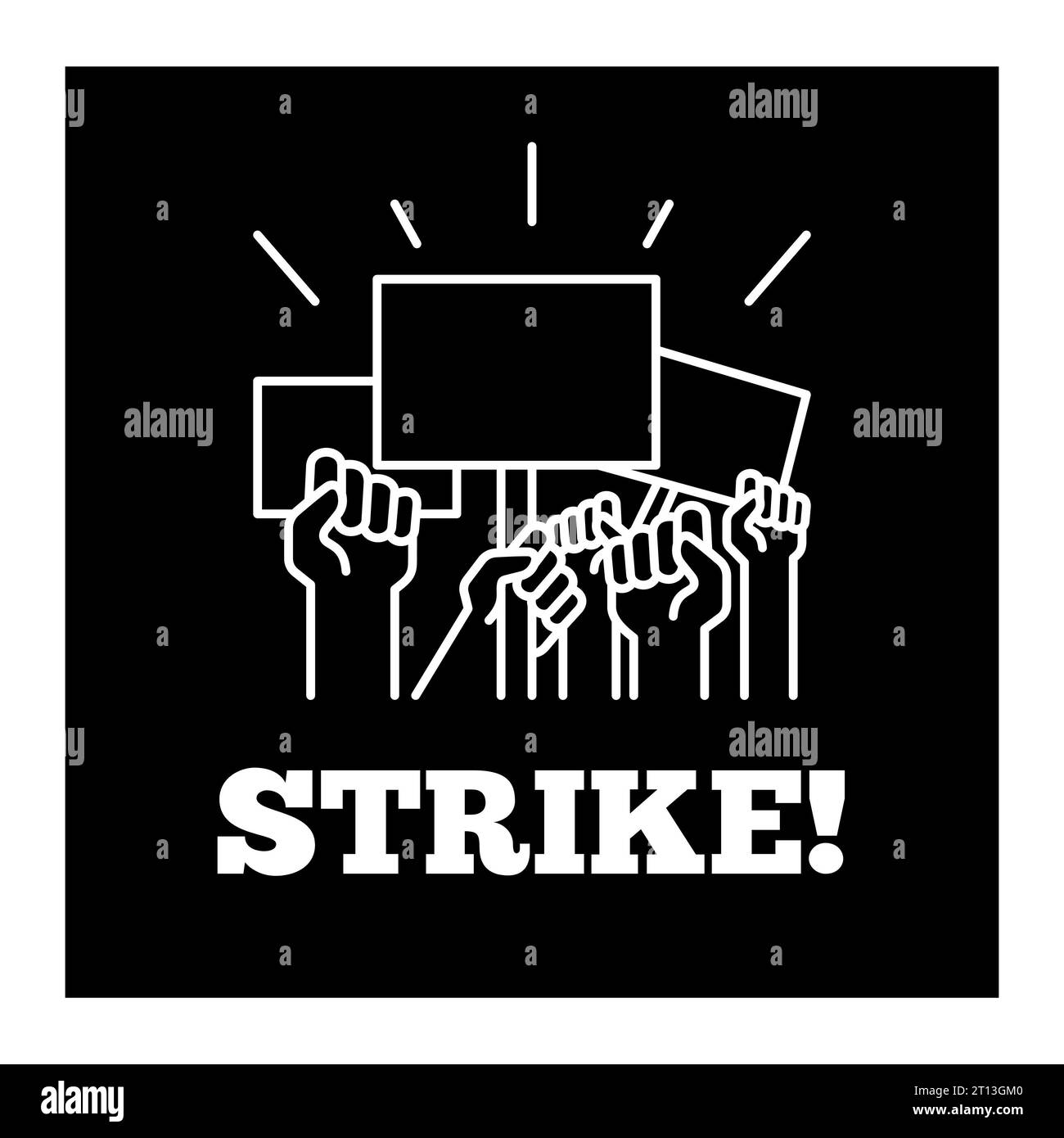 Abbildung mit erhobenen Fäusten über dem Wort „SCHLAG!“ Stockfoto