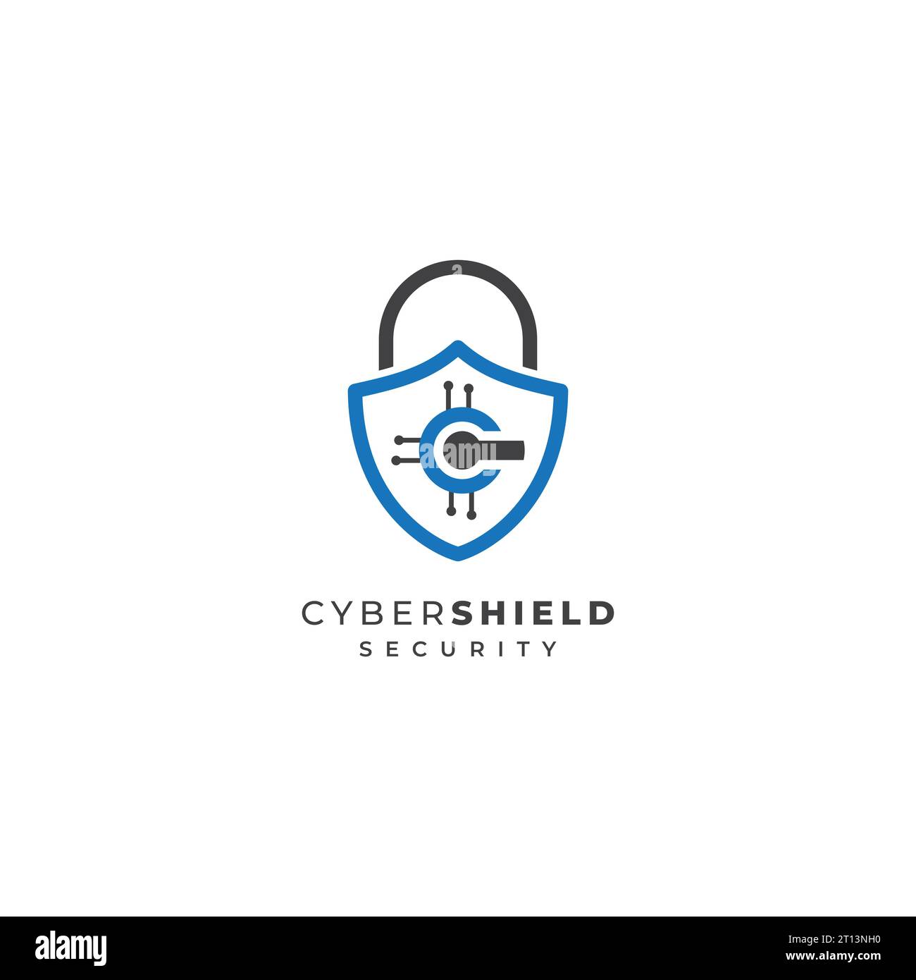 Cyber Security Logo Design Vektorvorlage, Online Datenschutz Logo Design mit Schild und Schloss Symbol Stock Vektor
