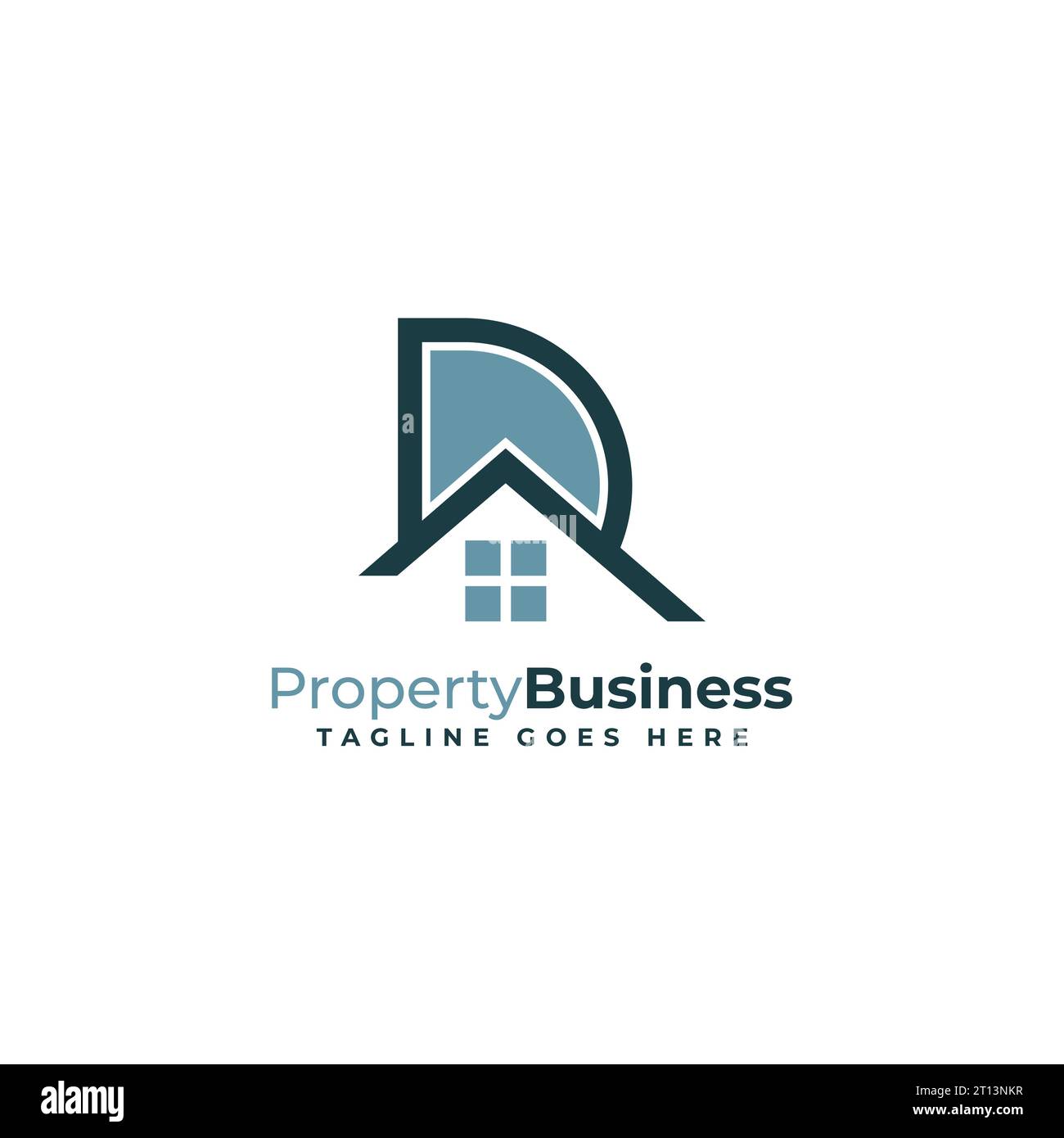 Real Estate Logo Letter D, Property Business Logo für Anfangsbuchstaben D oder R – kreatives Monogramm Logo für Immobiliengeschäfte. Stock Vektor