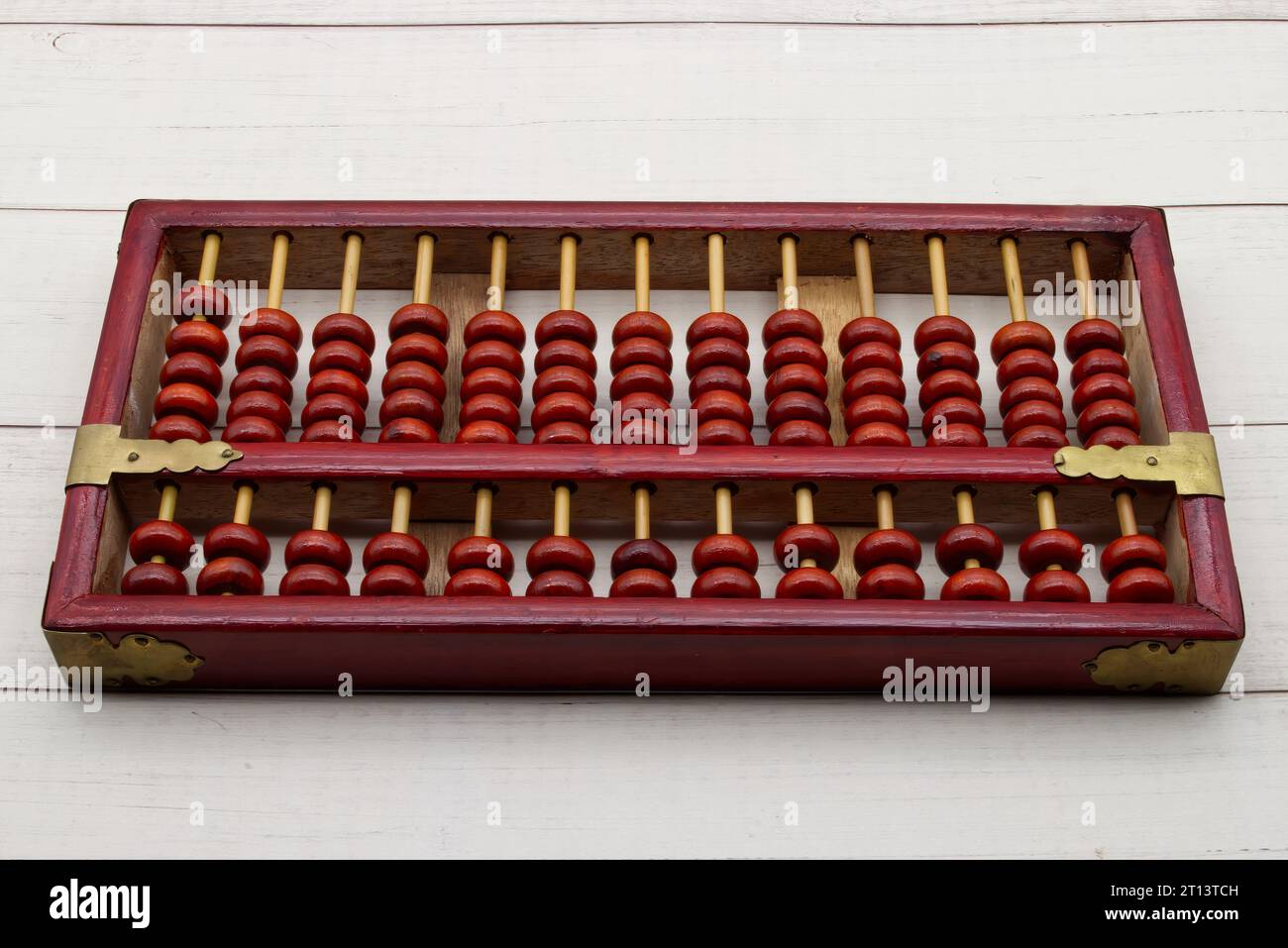 Chinesischer Abacus. Mathematisches Berechnungstool. Der alte Taschenrechner. Stockfoto