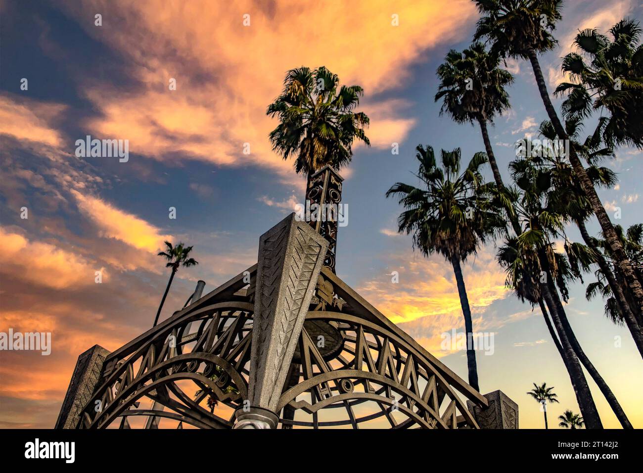 Metallstruktur des Walk of Fame in Hollywood, Los Angeles im Bundesstaat Kalifornien, in den Vereinigten Staaten von Amerika, wo die Sterne stehen Stockfoto