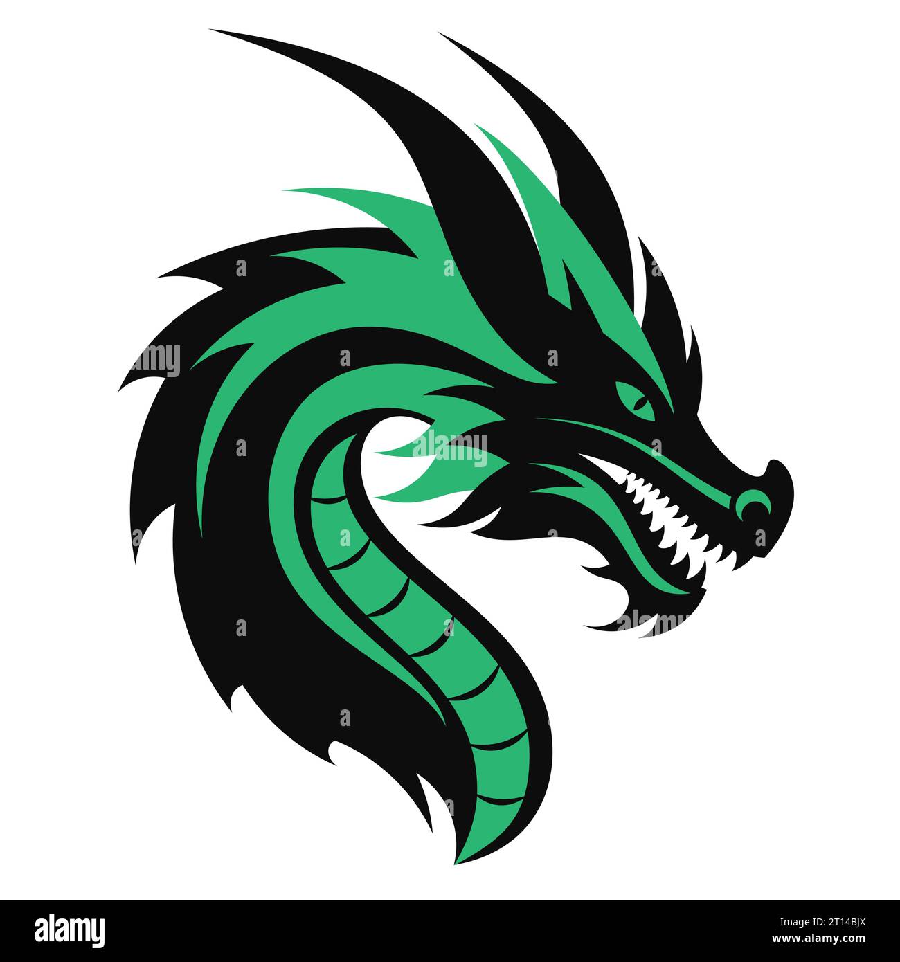 Drachensilhouette auf weißem Hintergrund, Vektorillustration des Symbols von 2024. Stock Vektor