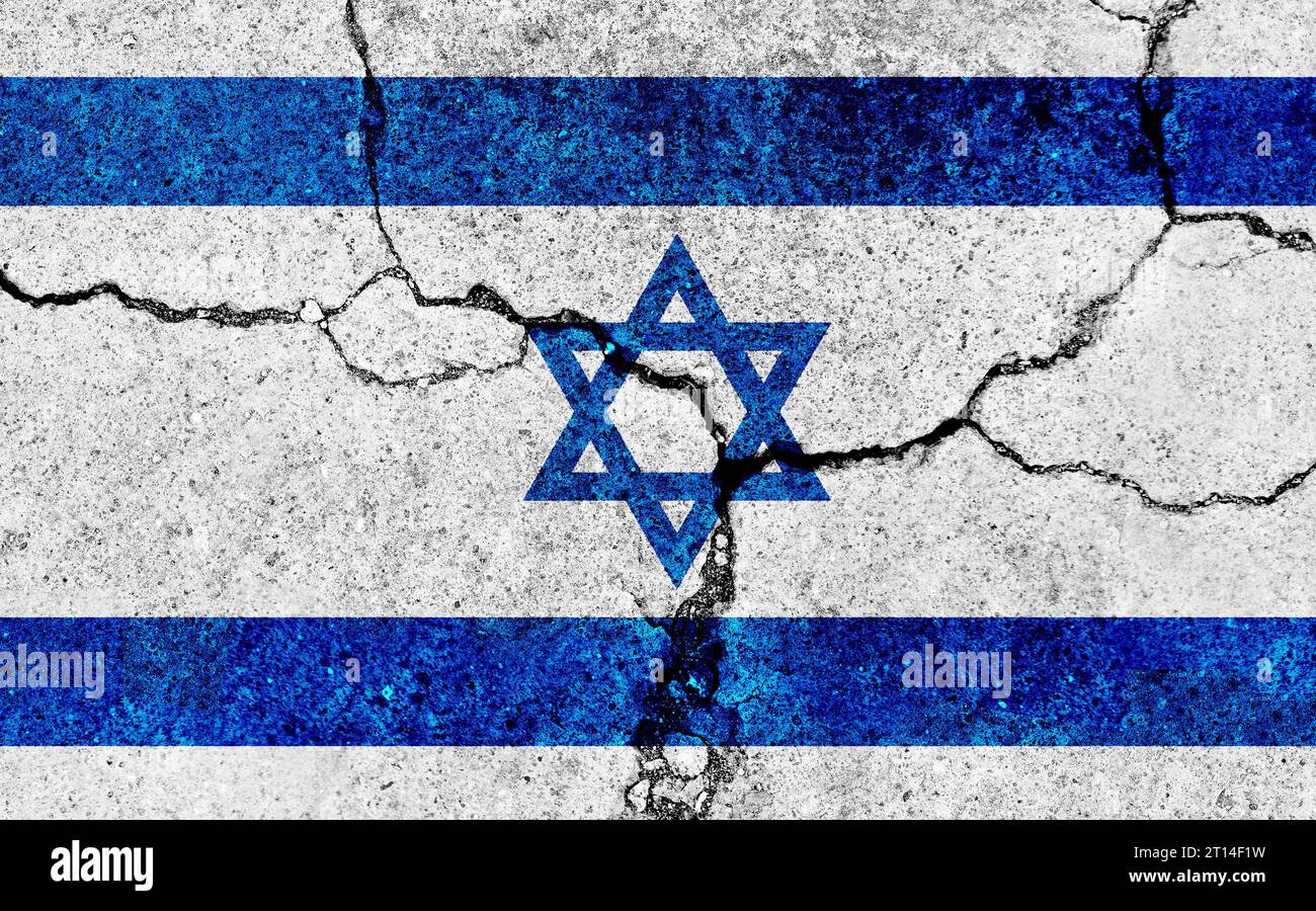 Grunge-Landesflagge Illustration (gerissener Betonhintergrund) / Israel Stockfoto