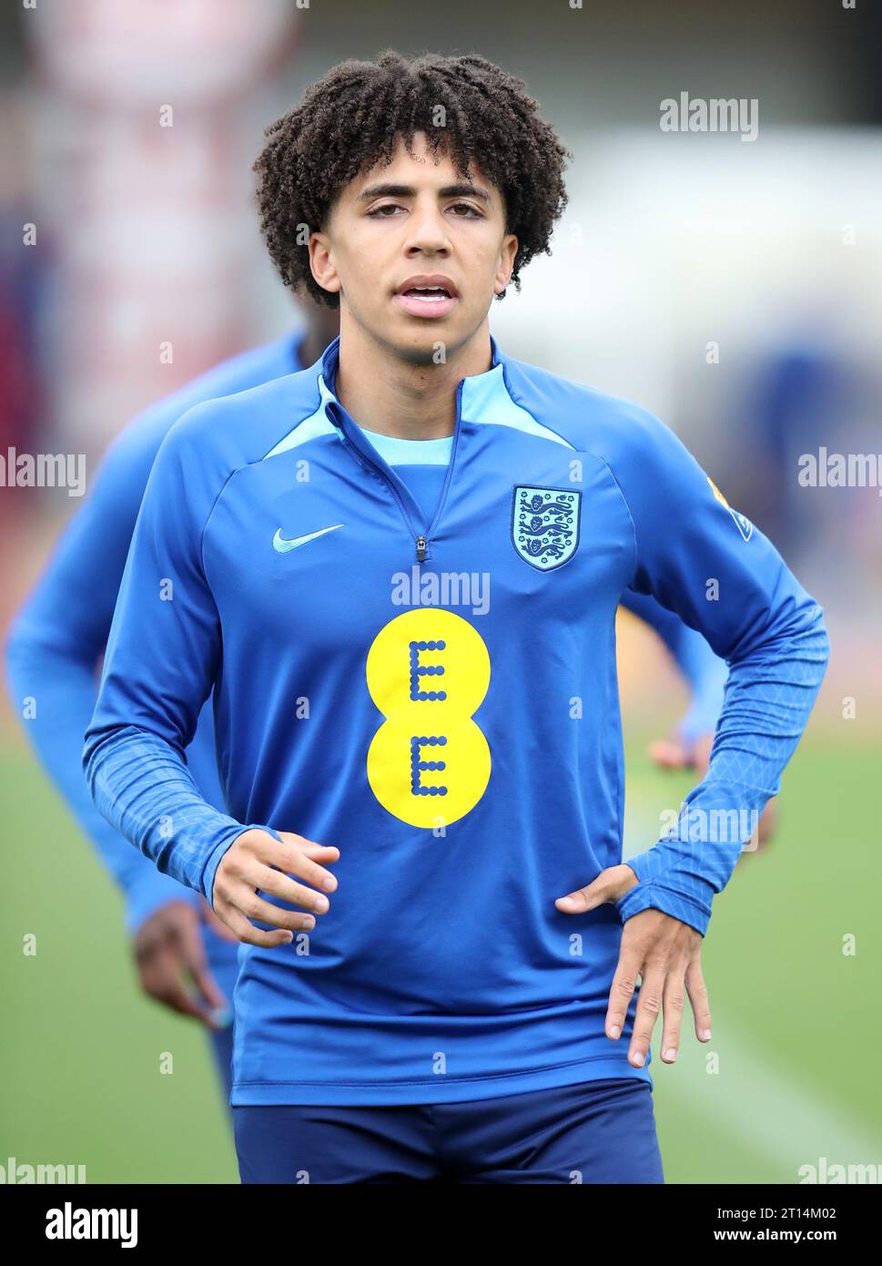 Englands Rico Lewis während eines Trainings in St. George's Park, Burton upon Trent. Bilddatum: Mittwoch, 11. Oktober 2023. Stockfoto