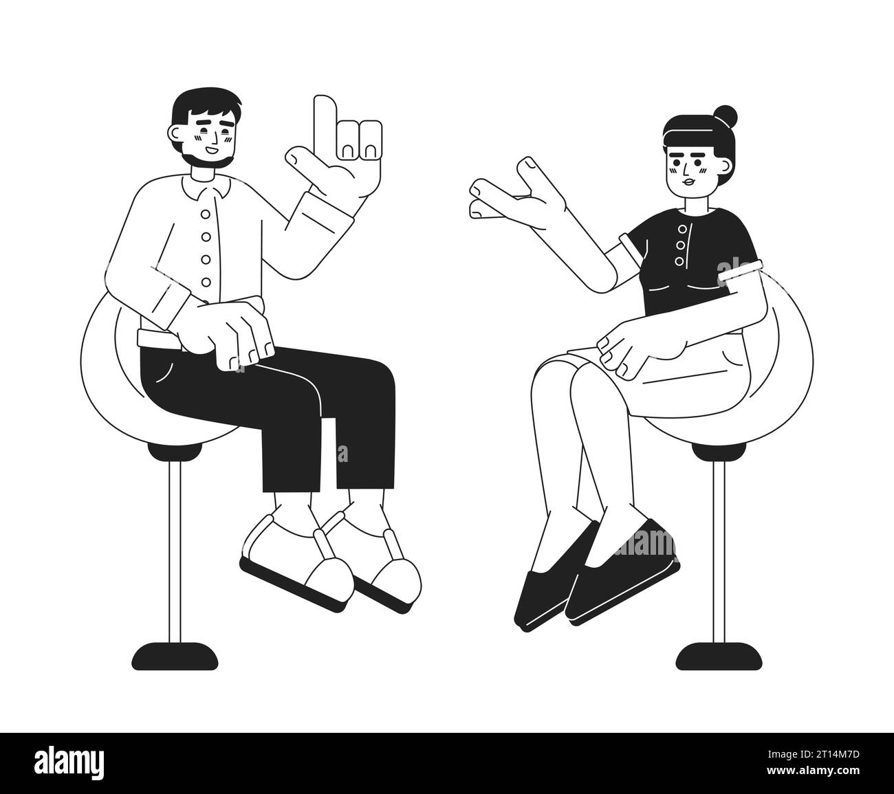 Special Guest Moderator Konferenz schwarz-weiß Zeichentrick flache Illustration Stock Vektor